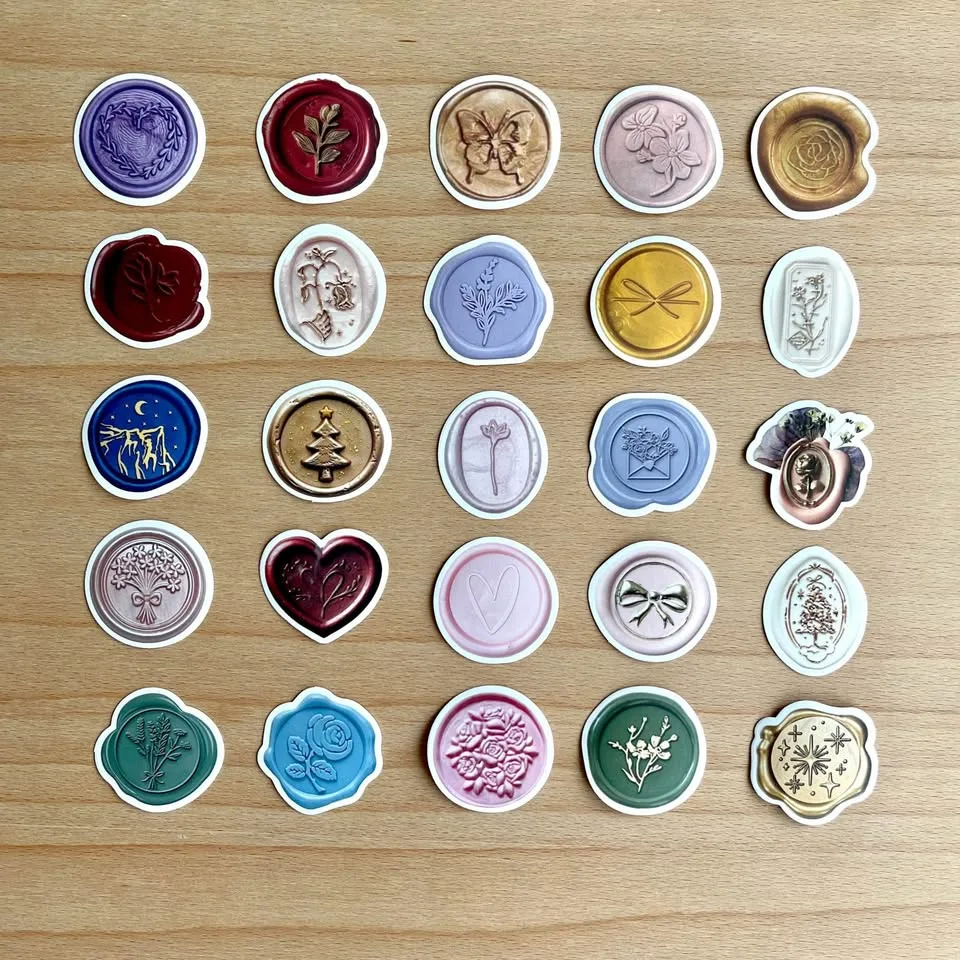 Pack of 50 Pretty Wax Seal Stamps Stickers image indicator(9)