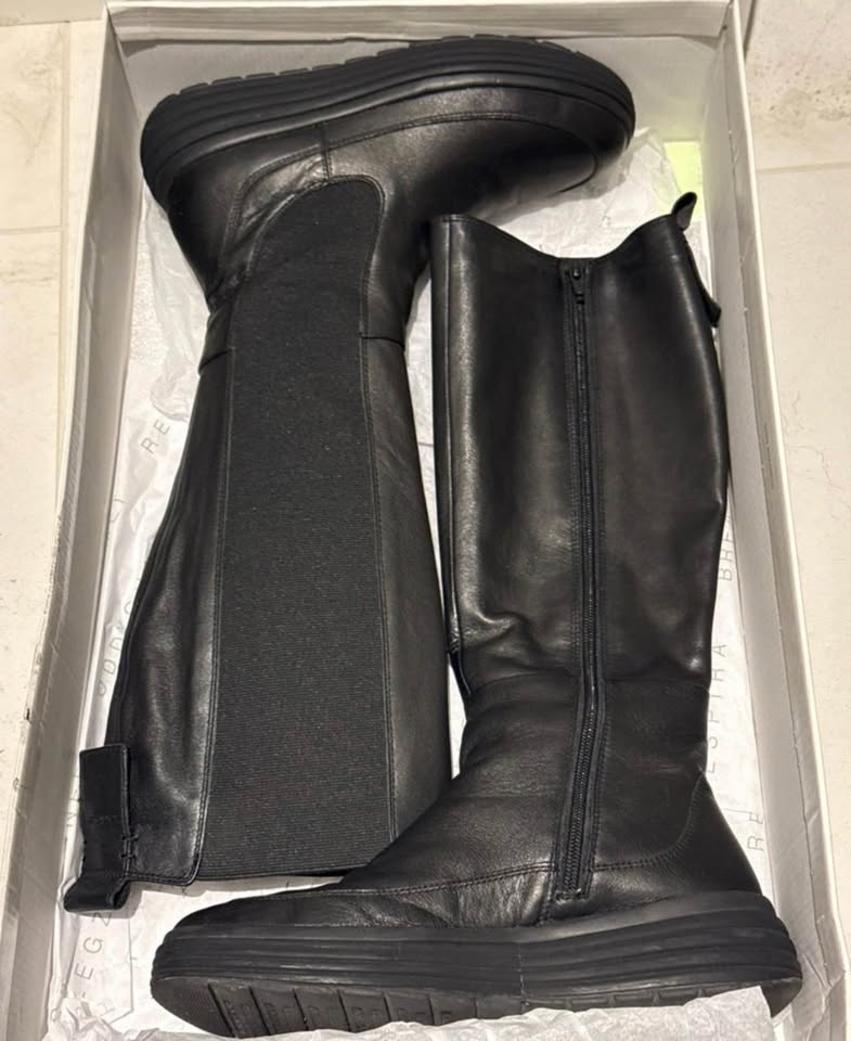 GEOX Bregasta Black Leather Boots - Size 8 - photo 2