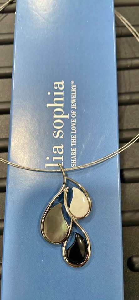 Lia Sophia- Silver Necklace with 3 Stones-Double strands - Tag s