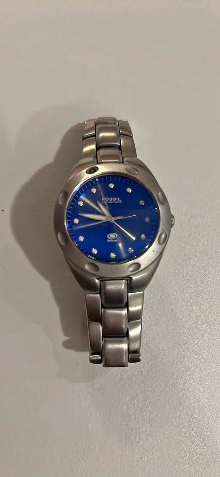 Fossil Blue Series Early 2000s Stainless Steel Watch