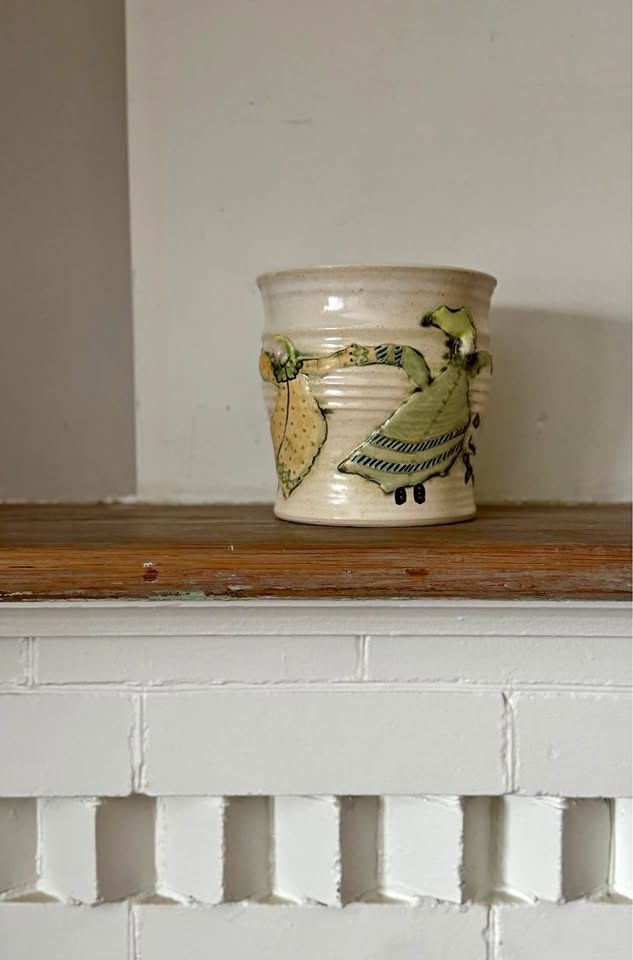 Studio Pottery Vase - Folk Art - 6” Tall - Signed ‘91
