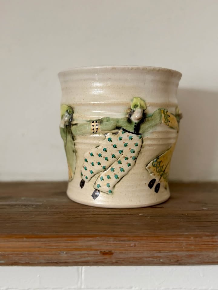 Studio Pottery Vase - Folk Art - 6” Tall - Signed ‘91 - photo 3