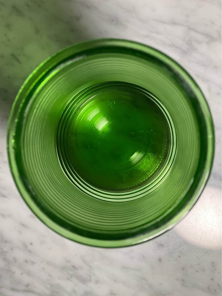 Vintage CFG green horizontal ribbed glass vase - photo 4