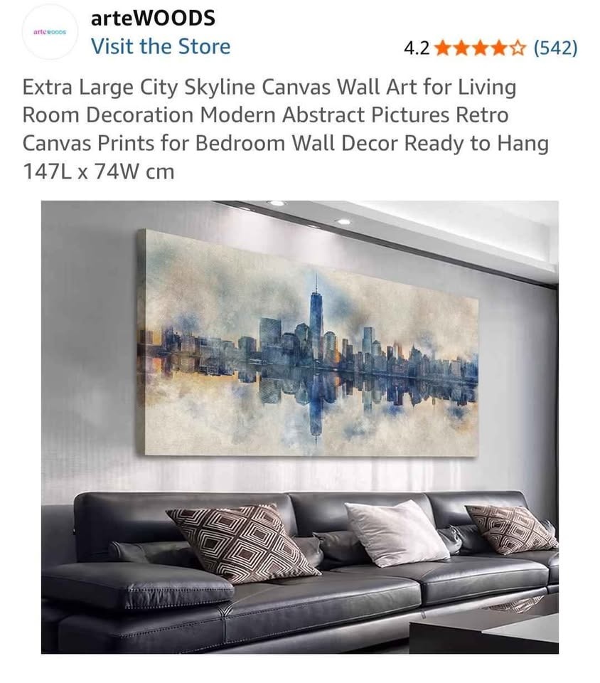 Extra Large City Skyline Canvas Wall Art - photo 2