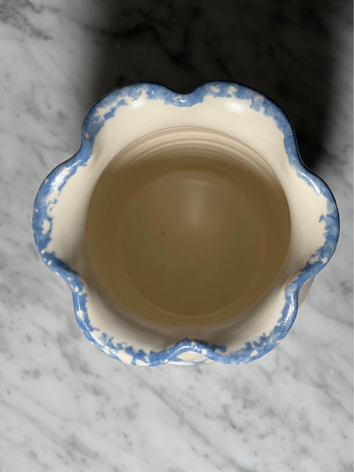 East Texas Pottery ceramic vase with blue floral pattern - photo 4