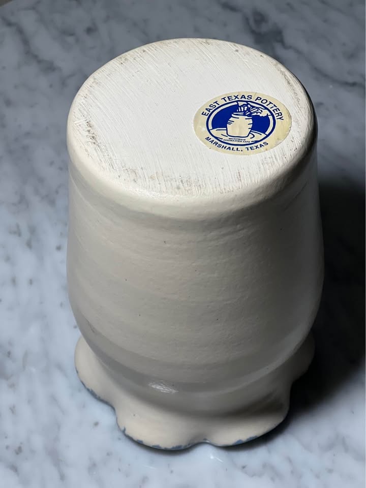 East Texas Pottery ceramic vase with blue floral pattern - photo 5