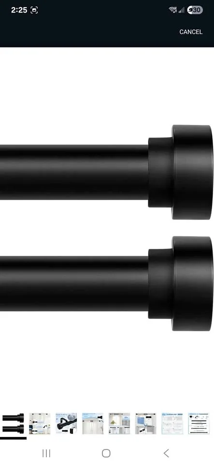 2 Pack Black Curtain Rods for Windows 28 to 48 Inch(2.3-4ft)