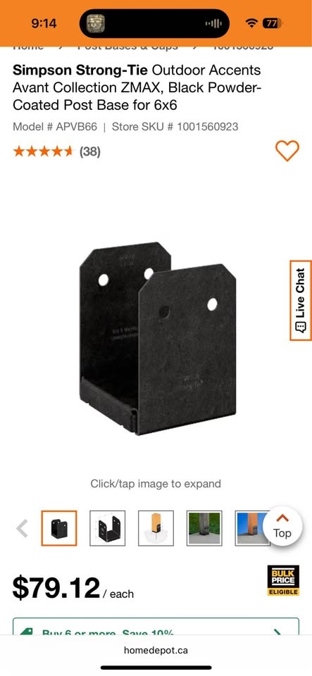 New Simpson Strong-Tie Outdoor Accents Post Base for 6x6 - photo 3