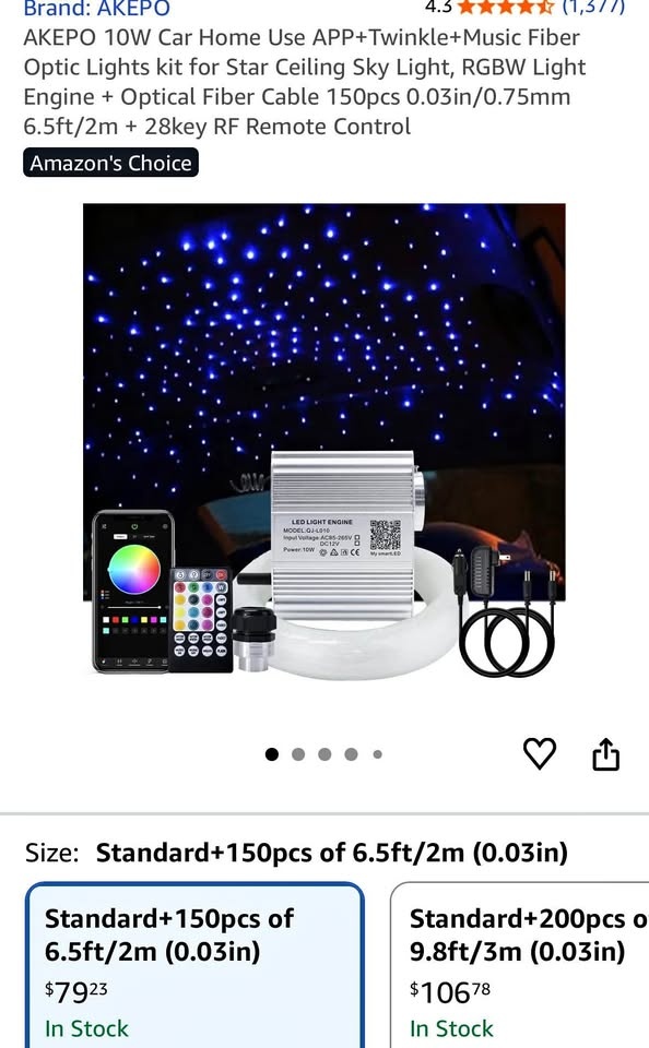 AKEPO 10W Fiber Optic Star Ceiling Light Kit