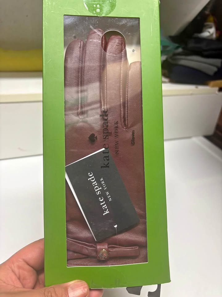 Kate Spade Leather Gloves Burgundy/Brown - Women’s Small