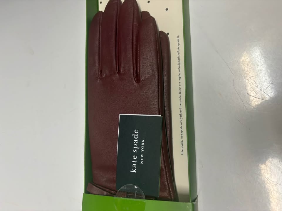 Kate Spade Leather Gloves Burgundy/Brown - Women's M - New - photo 2