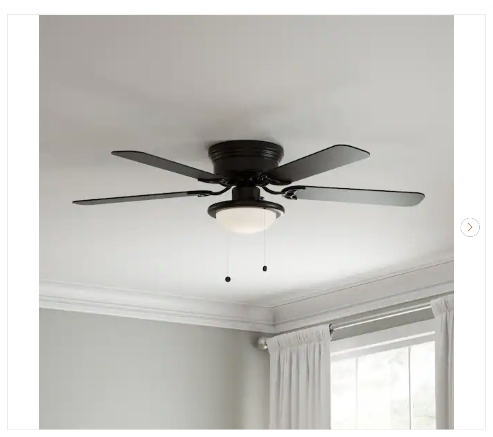 Hampton Bay Hugger 52 in. LED Indoor Black Ceiling Fan - New