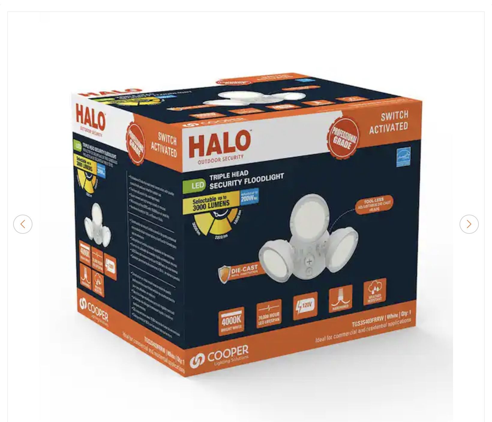 HALO TGS 120-Watt 90° White Outdoor LED Flood Light - New - photo 2