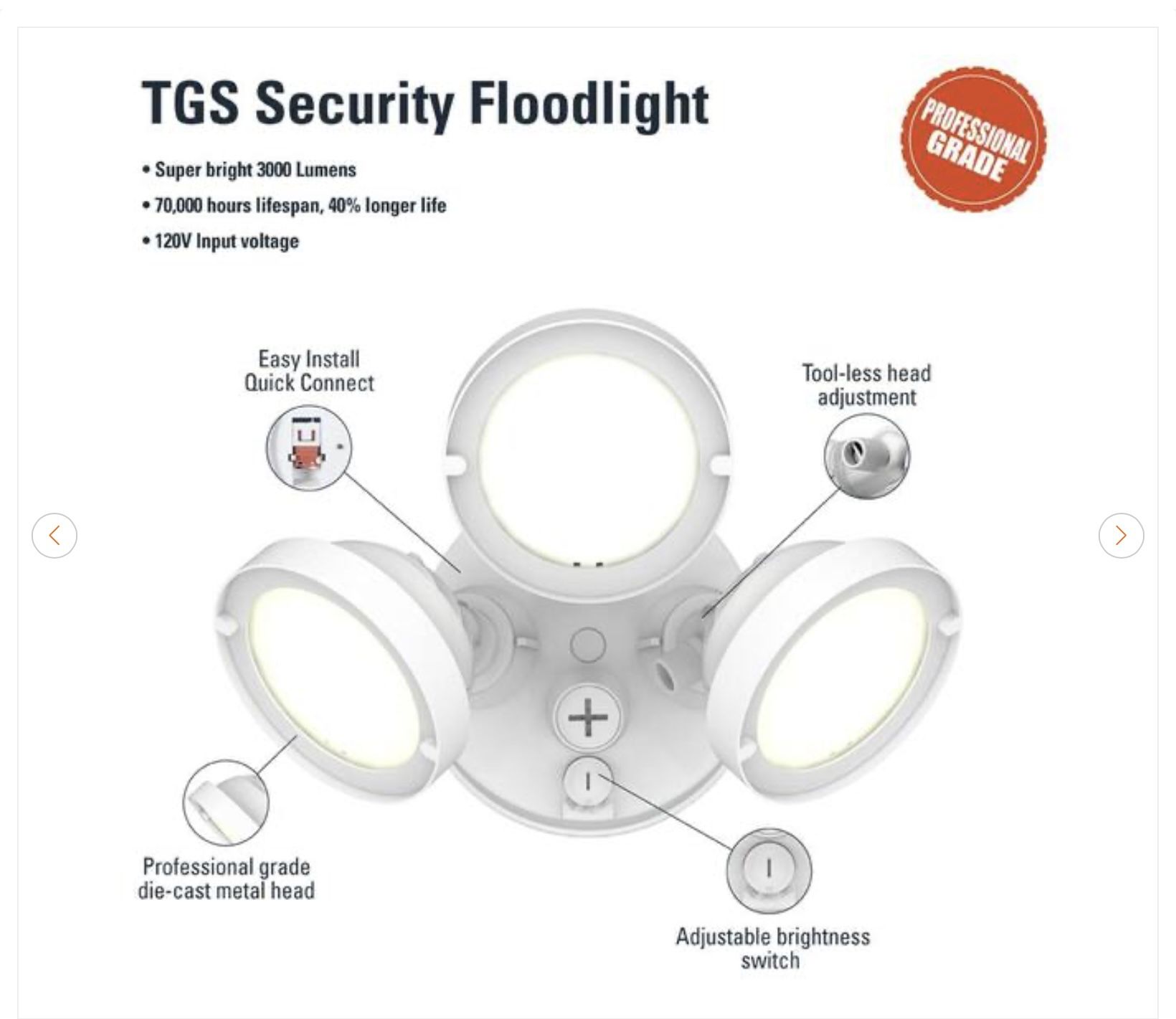 HALO TGS 120-Watt 90° White Outdoor LED Flood Light - New - photo 4