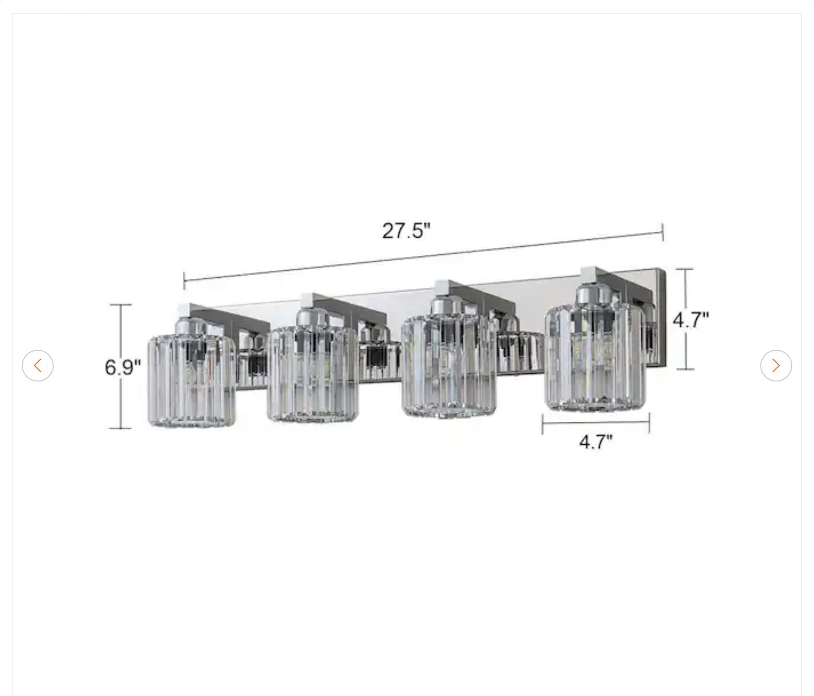 Orillia 4-Light Chrome Bathroom Vanity Light - New - photo 5
