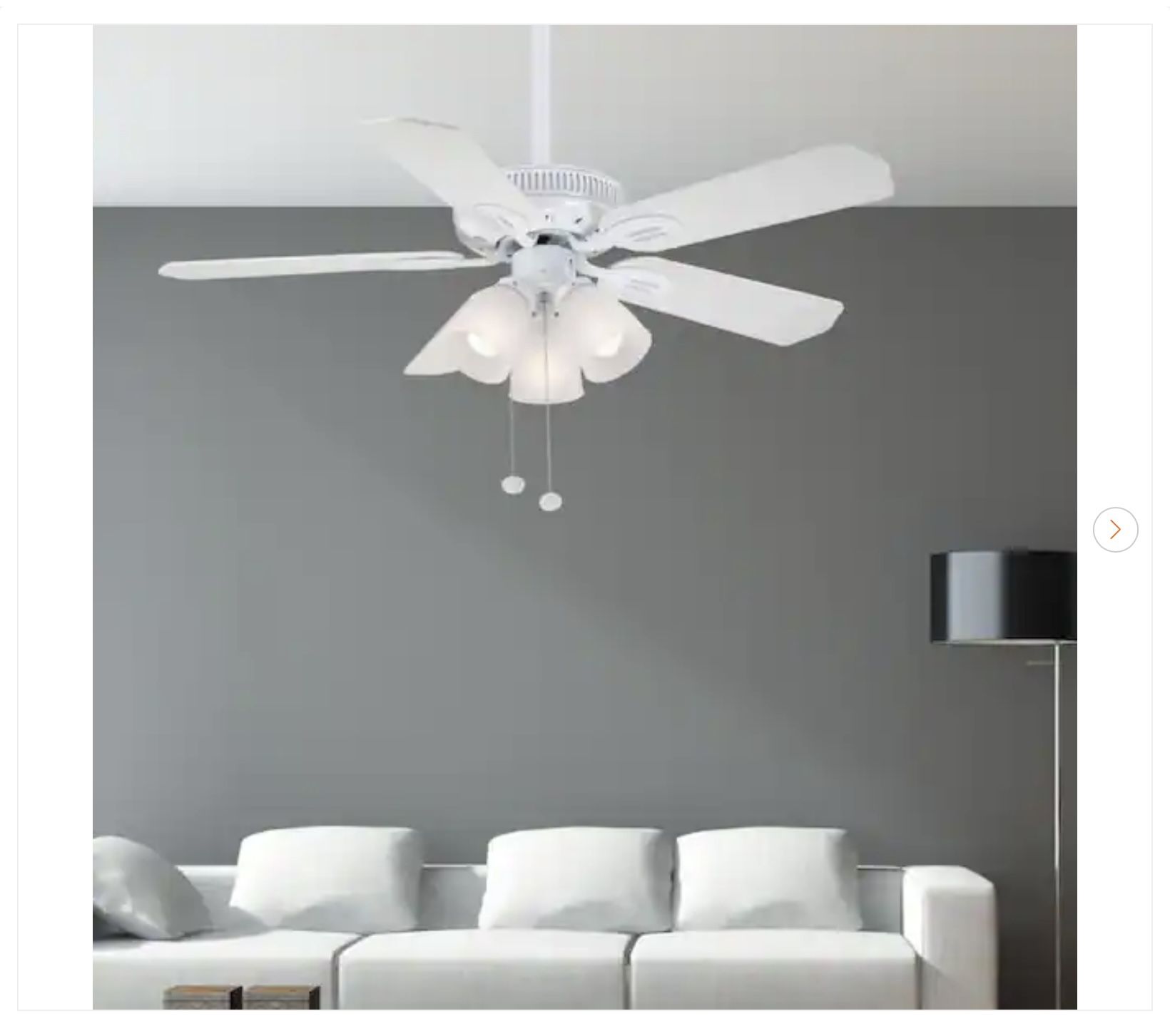 Hampton Bay Glendale 42 in. LED Indoor White Ceiling Fan - New - photo 2