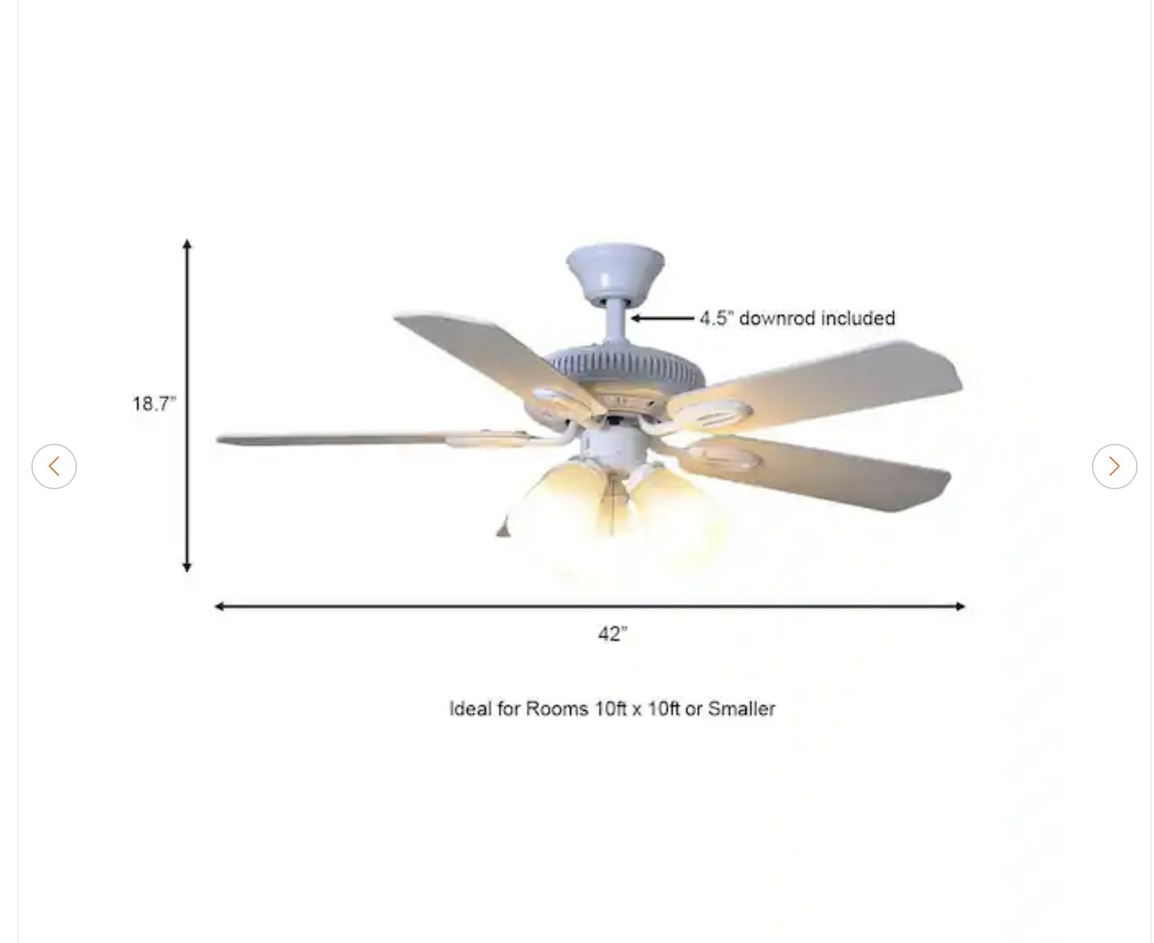 Hampton Bay Glendale 42 in. LED Indoor White Ceiling Fan - New - photo 4