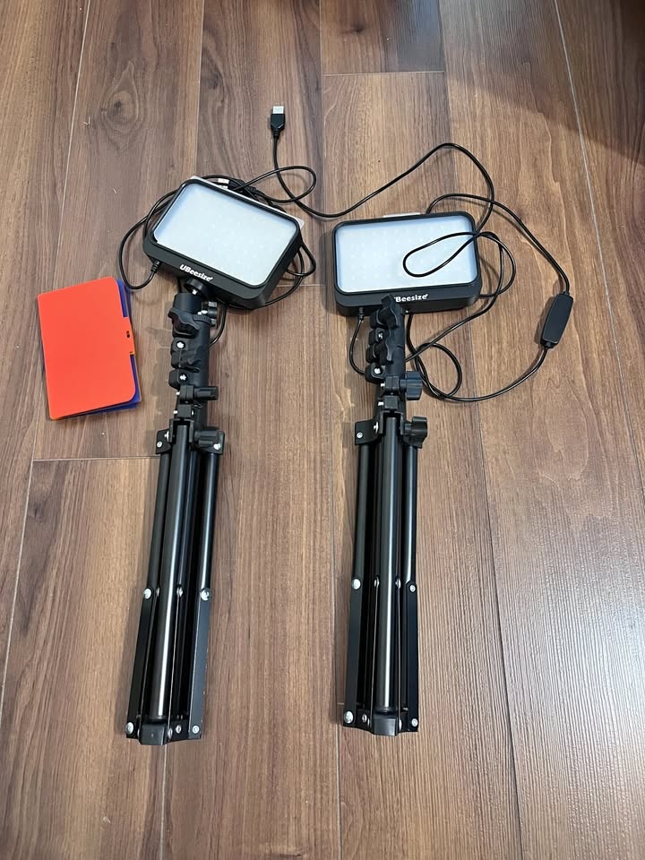 UBeesize LED Video Light Kit (2 Lights) + Tripod Stands + Color