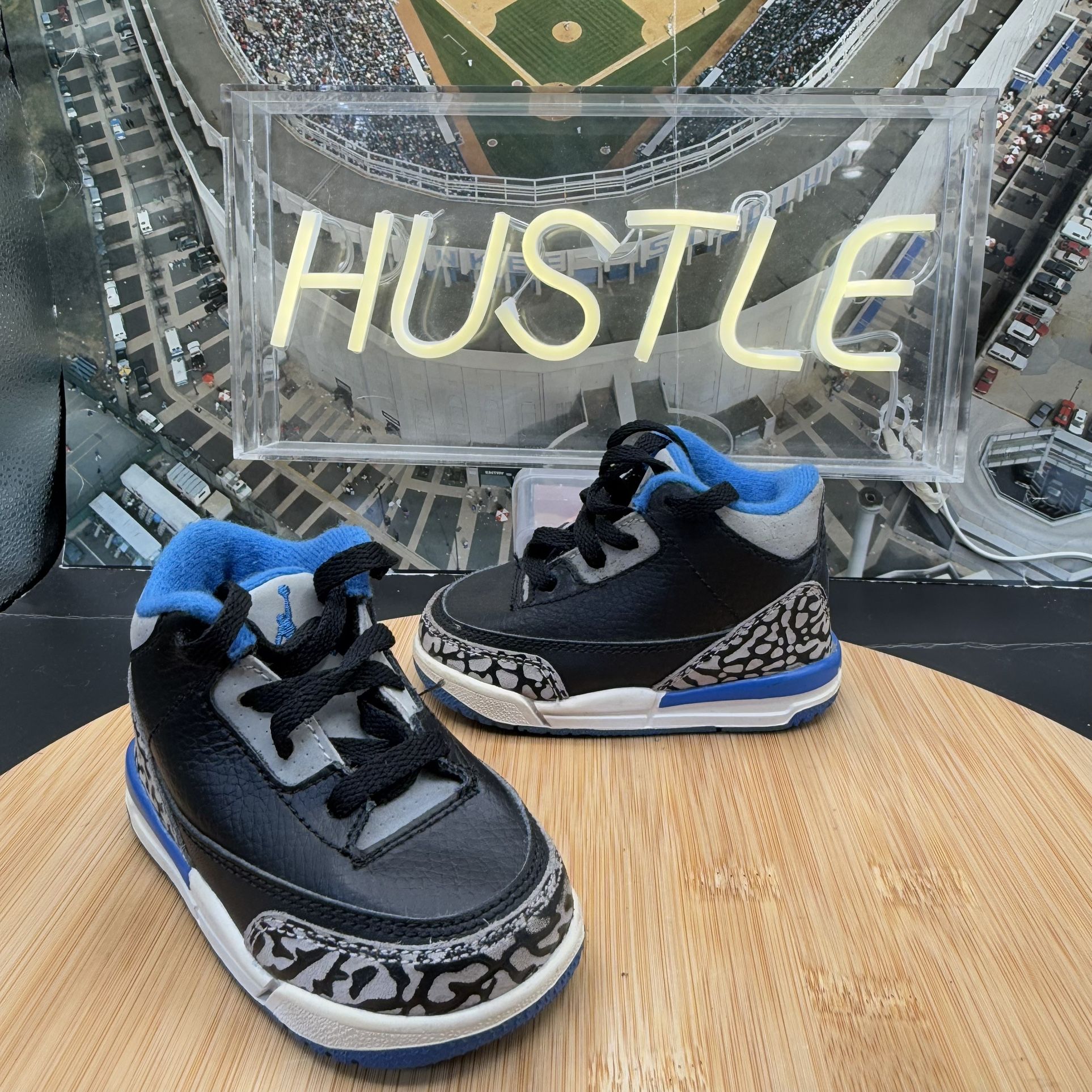 Nike Air Jordan 3 Toddler Sport Blue Retro Sz 4C