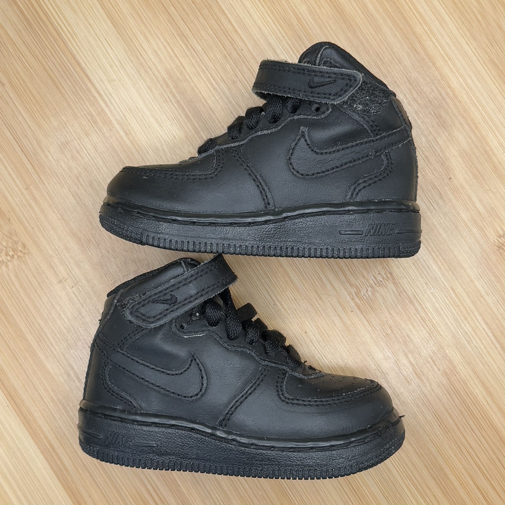 Nike Air Force 1 Mid (TD) Retro Toddler Shoes ‘Triple Black’ Sz - photo 4