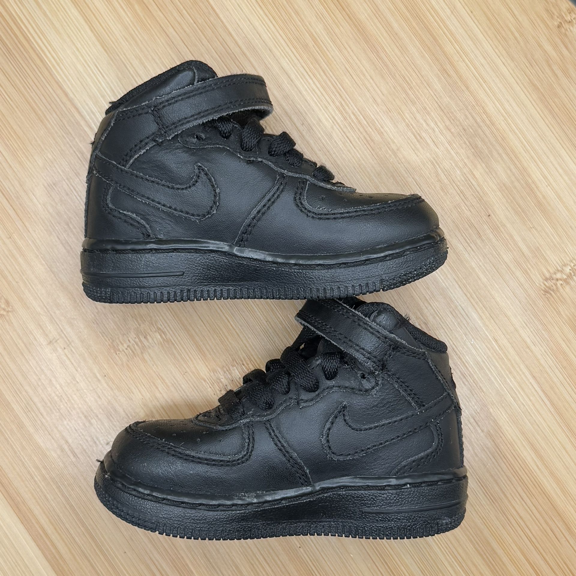Nike Air Force 1 Mid (TD) Retro Toddler Shoes ‘Triple Black’ Sz - photo 5
