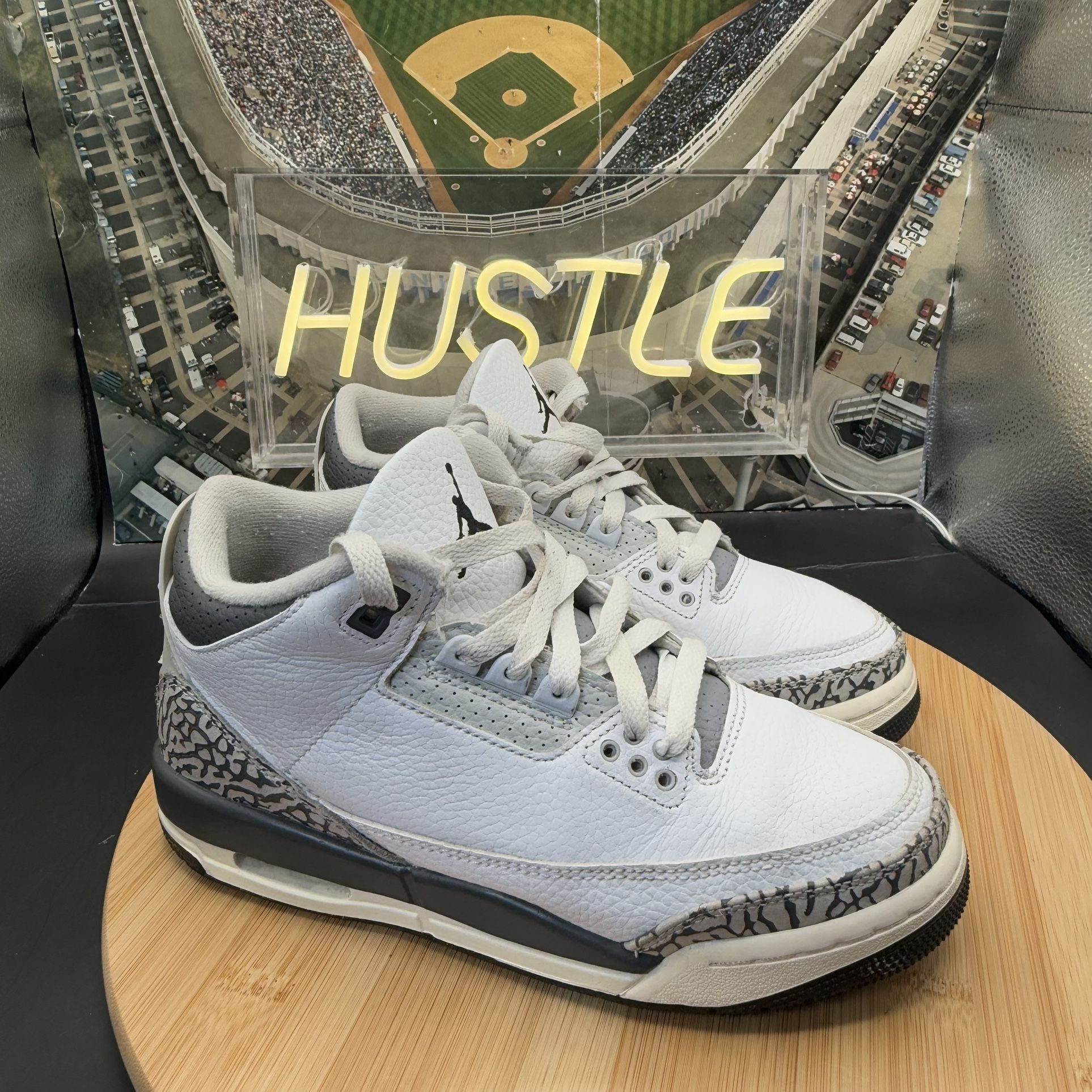 Jordan 3 Retro (GS) Hide N' Sneak White Grey Black Sz 5Y - photo 2