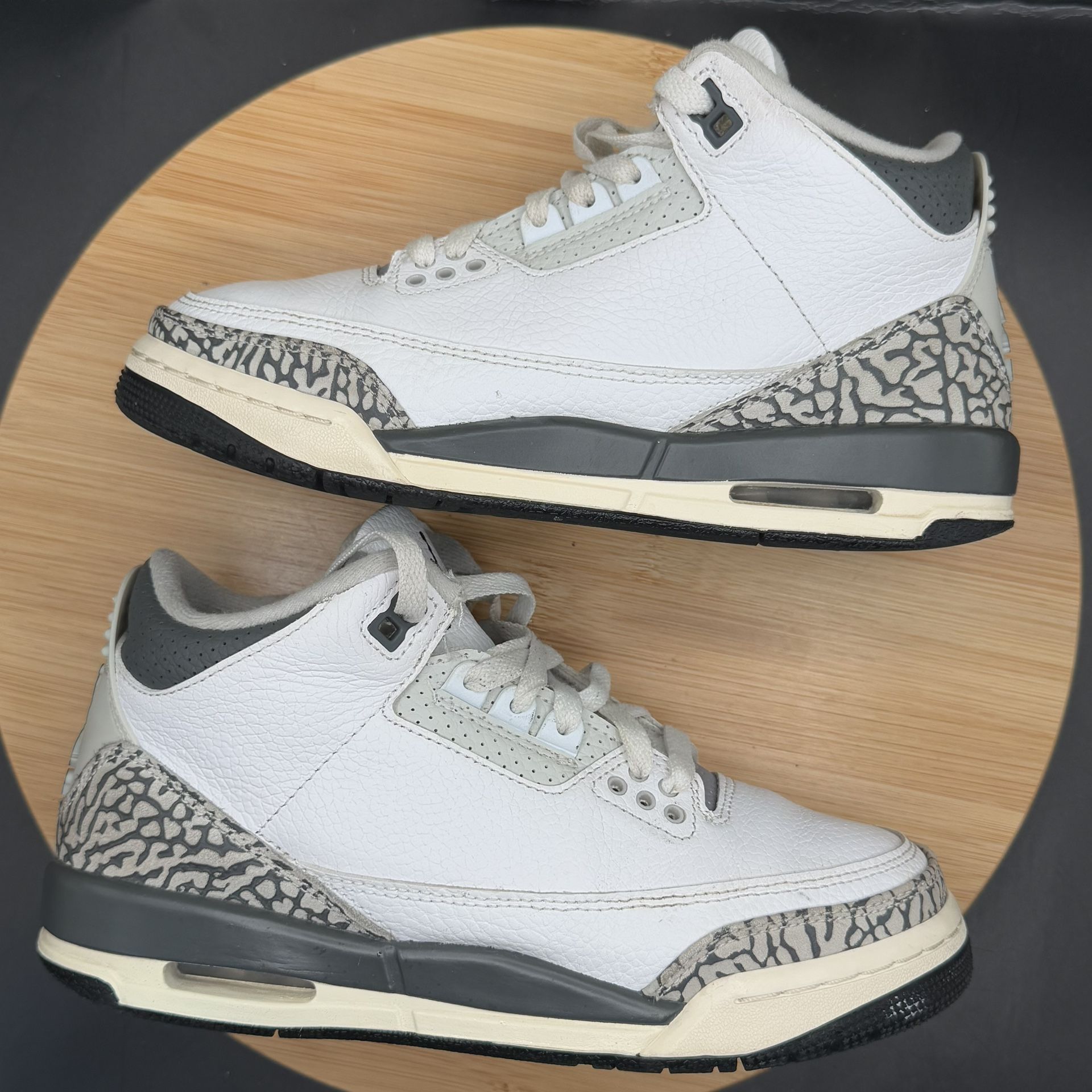Jordan 3 Retro (GS) Hide N' Sneak White Grey Black Sz 5Y - photo 4