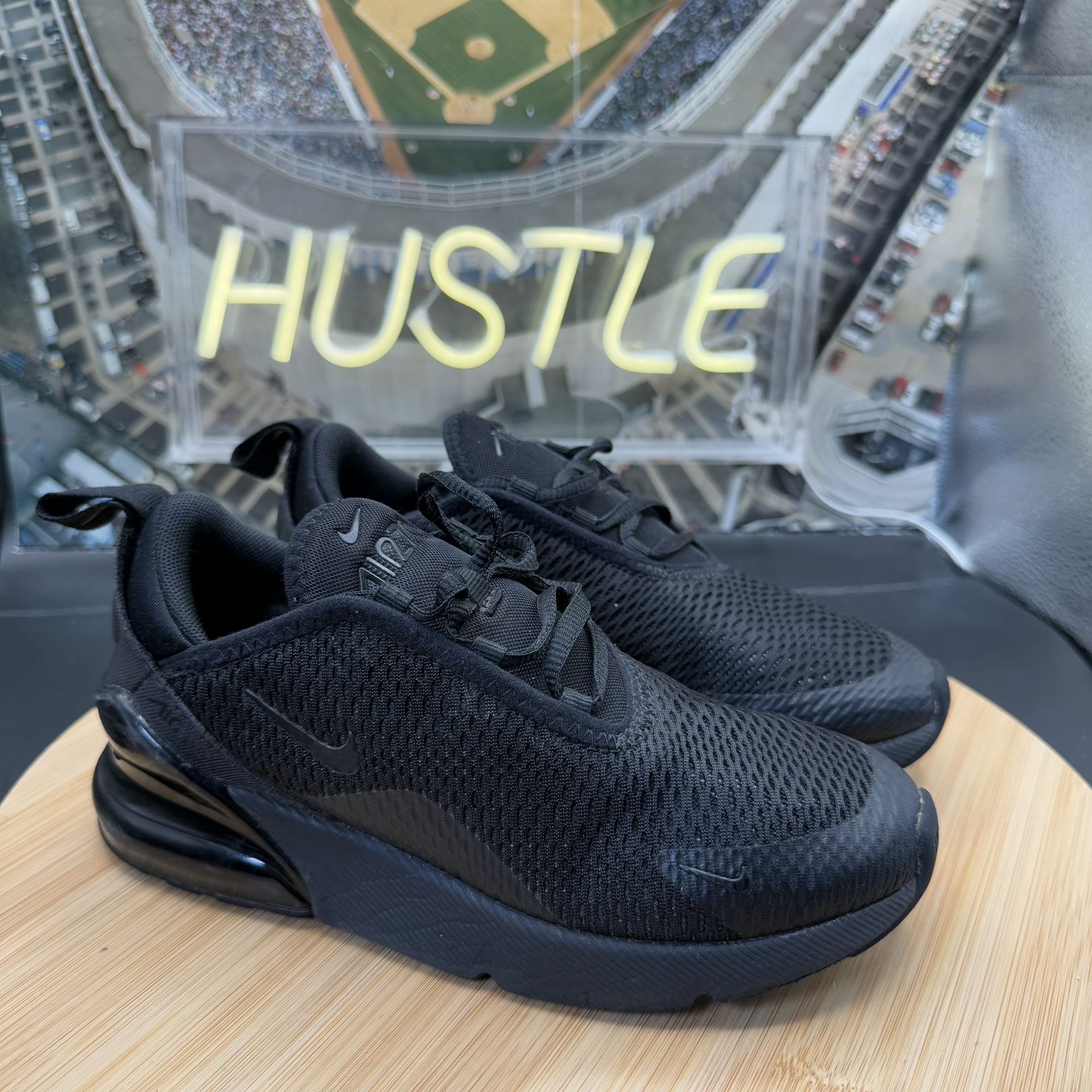 Nike Air Max 270 (PS) ‘Triple Black' Sz 2Y - photo 2