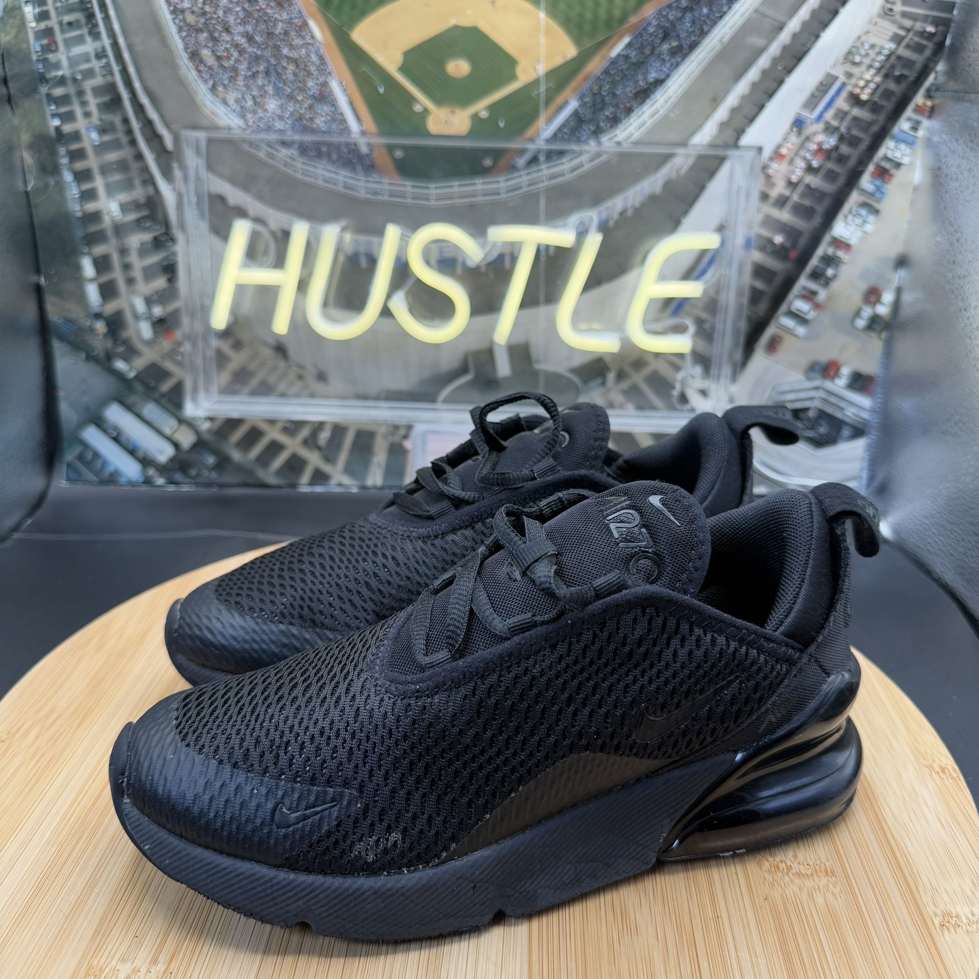 Nike Air Max 270 (PS) ‘Triple Black' Sz 2Y - photo 3