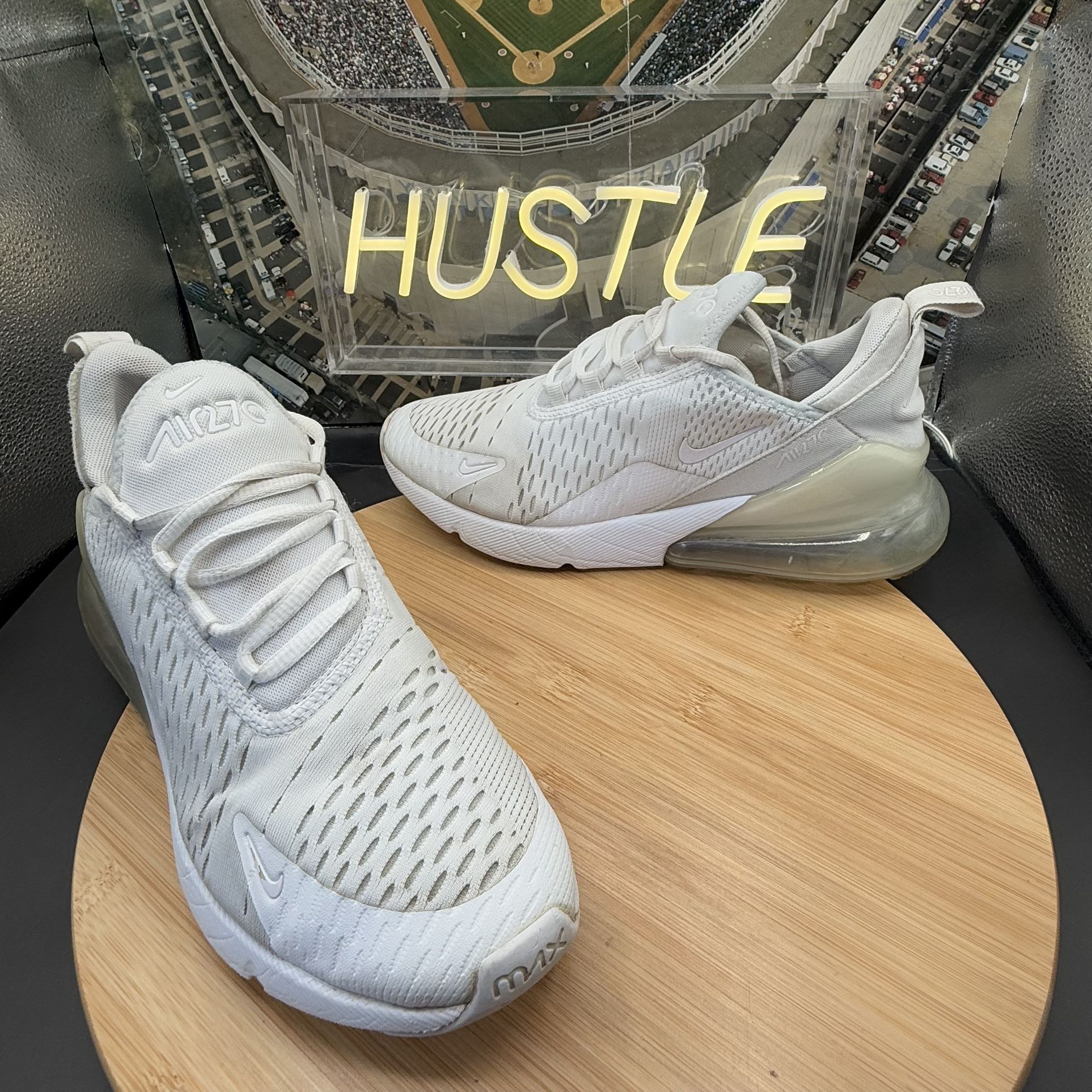 Nike Air Max 270 White Metallic Silver Size 7Y