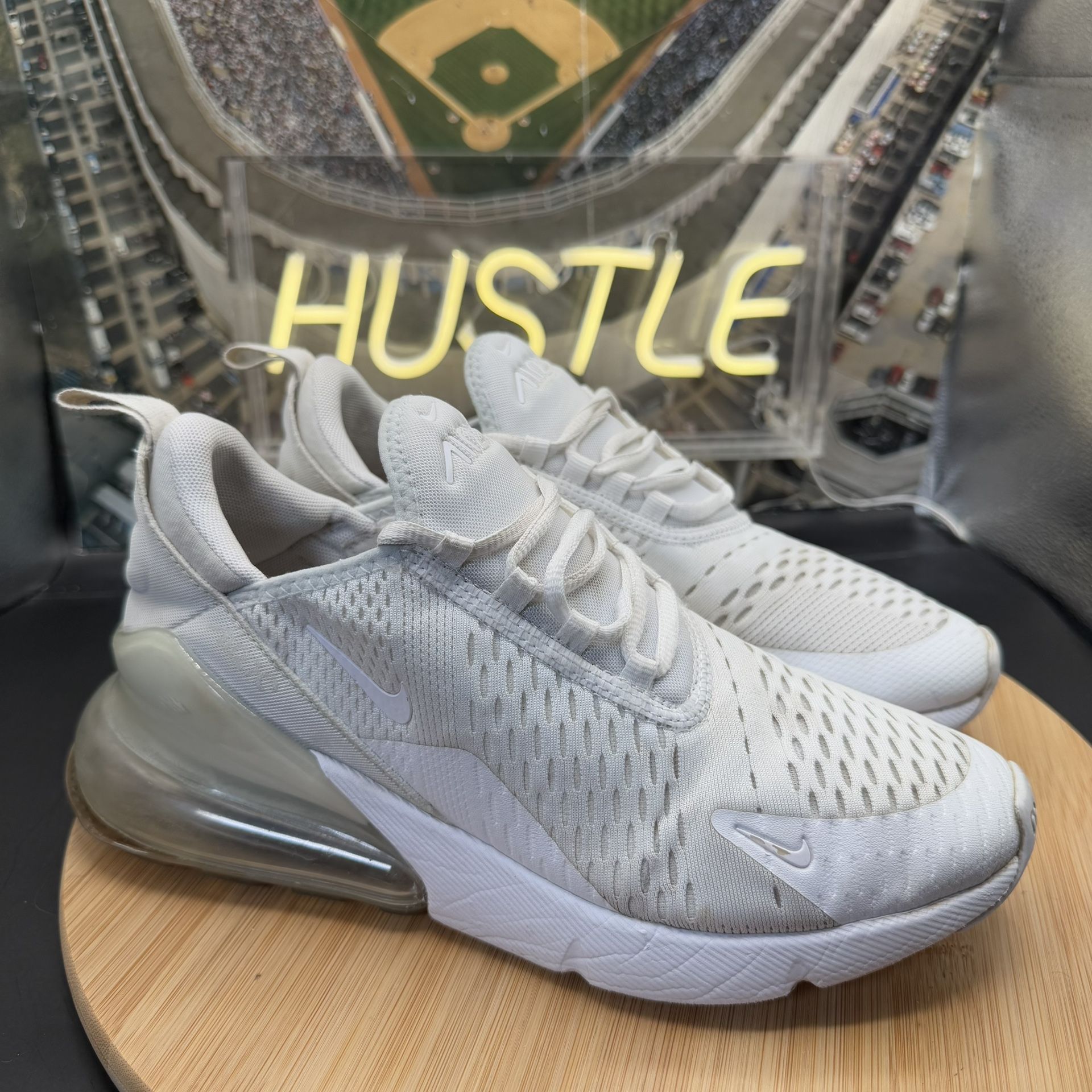 Nike Air Max 270 White Metallic Silver Size 7Y - photo 2