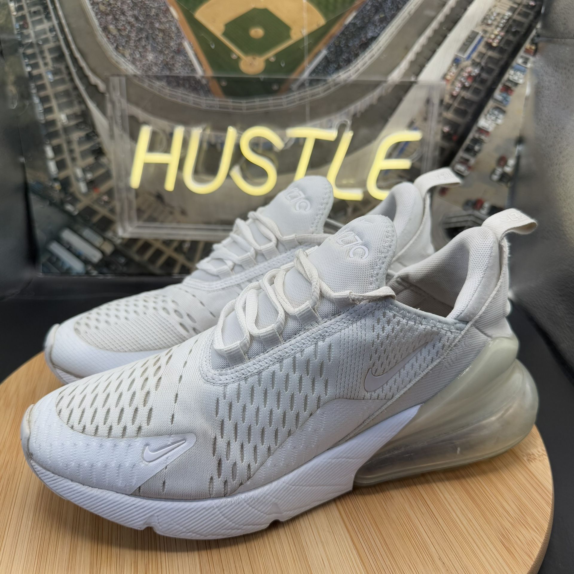Nike Air Max 270 White Metallic Silver Size 7Y - photo 3