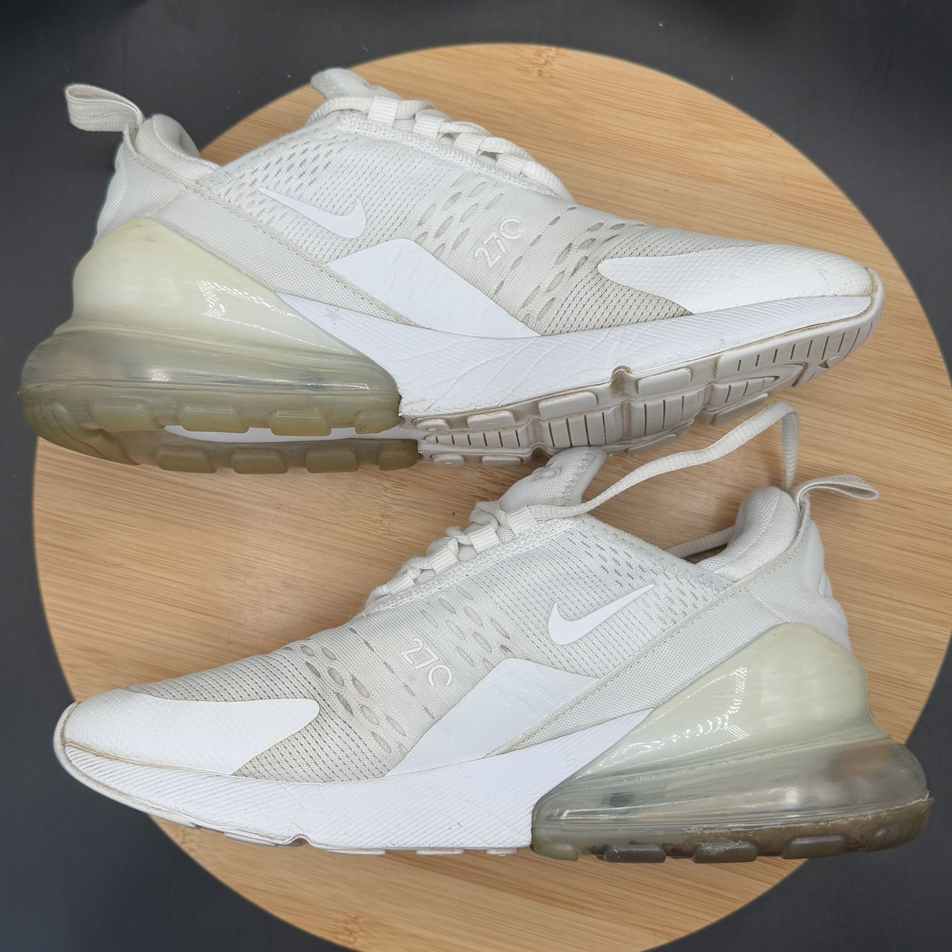 Nike Air Max 270 White Metallic Silver Size 7Y - photo 5