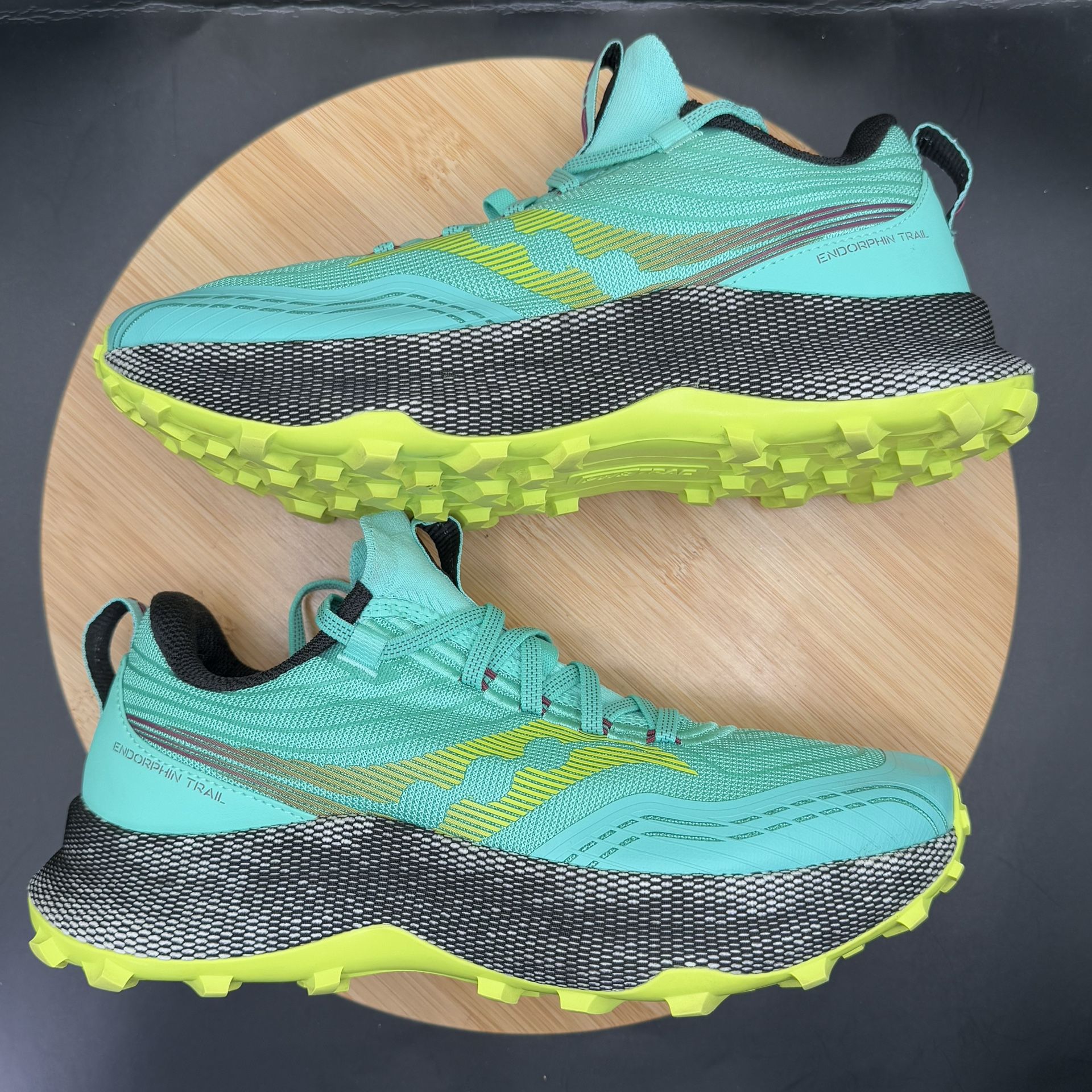 Saucony Endorphin Trail running Shoes Women's Cool Mist/Acid Sz - photo 5