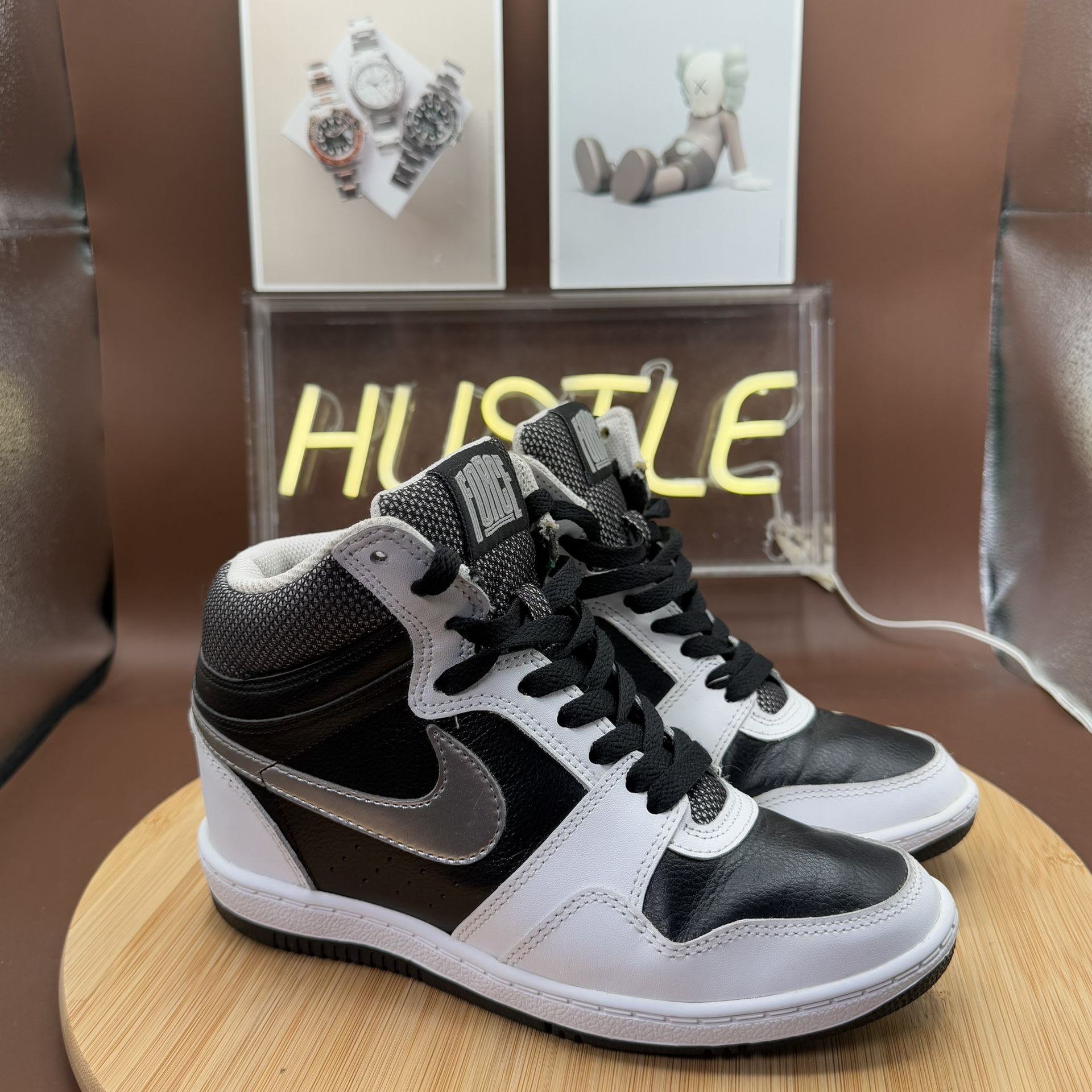 Nike Force Sky High Black Metallic Silver White Hidden Wedge Sz - photo 2