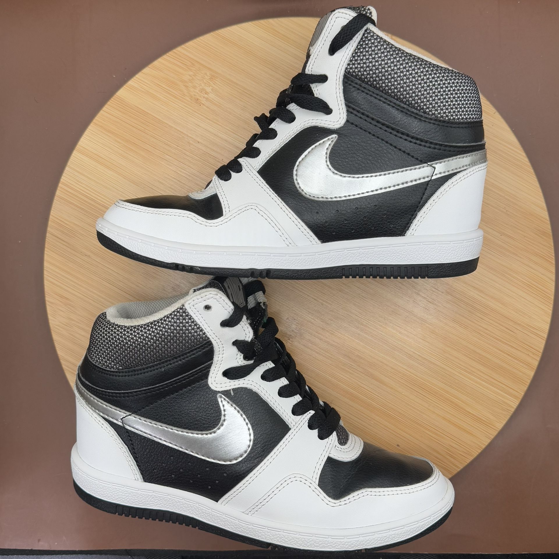 Nike Force Sky High Black Metallic Silver White Hidden Wedge Sz - photo 4