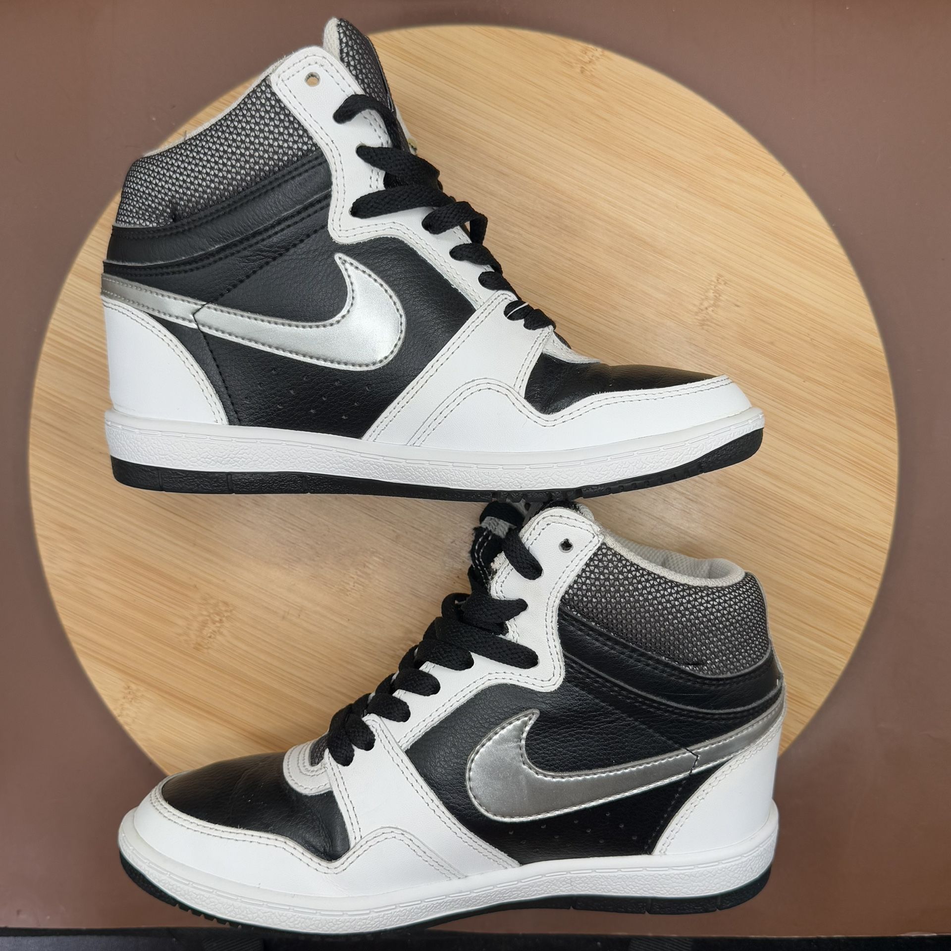 Nike Force Sky High Black Metallic Silver White Hidden Wedge Sz - photo 5