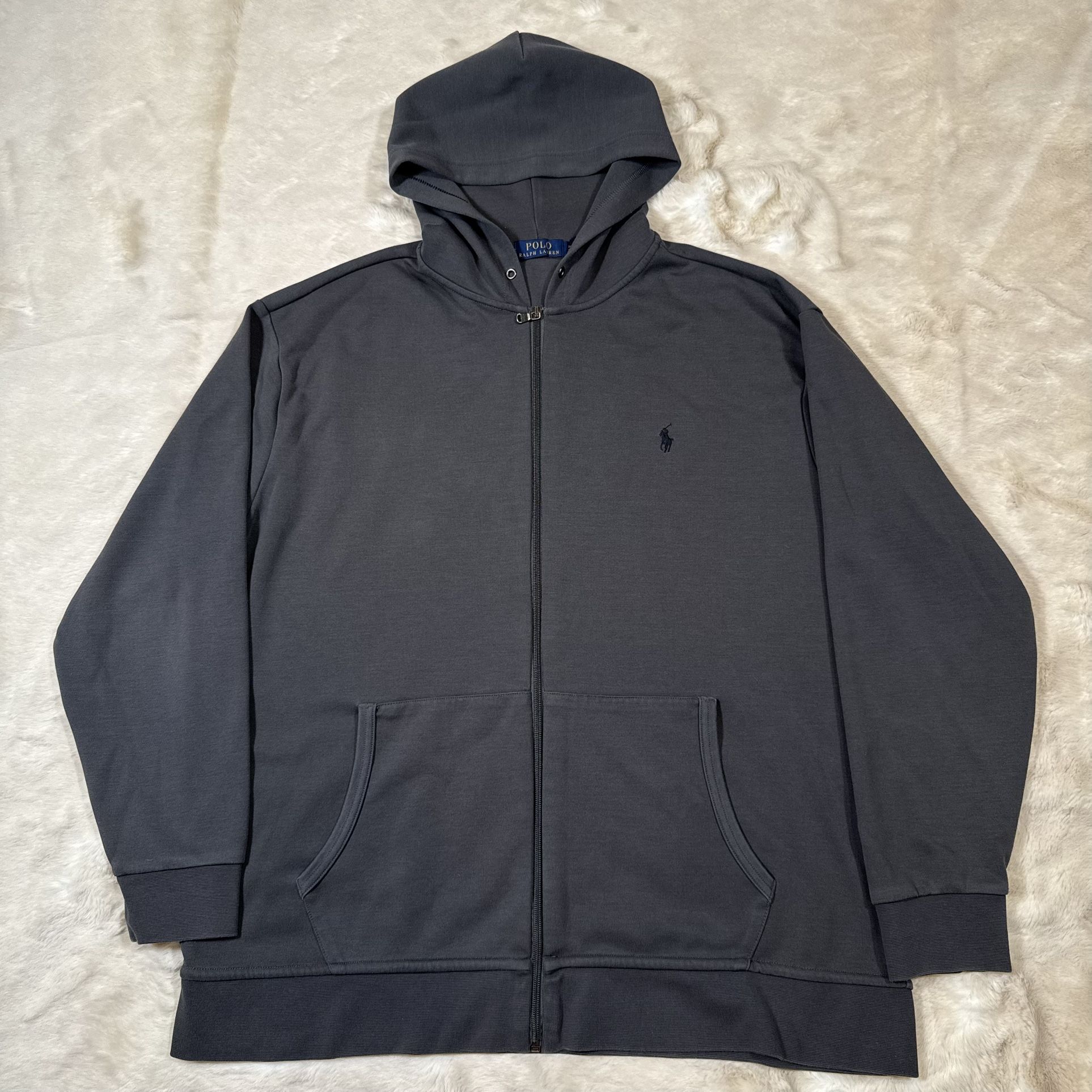 Polo Ralph Lauren Hoodie Mens 2XB Big Double Knit Grey