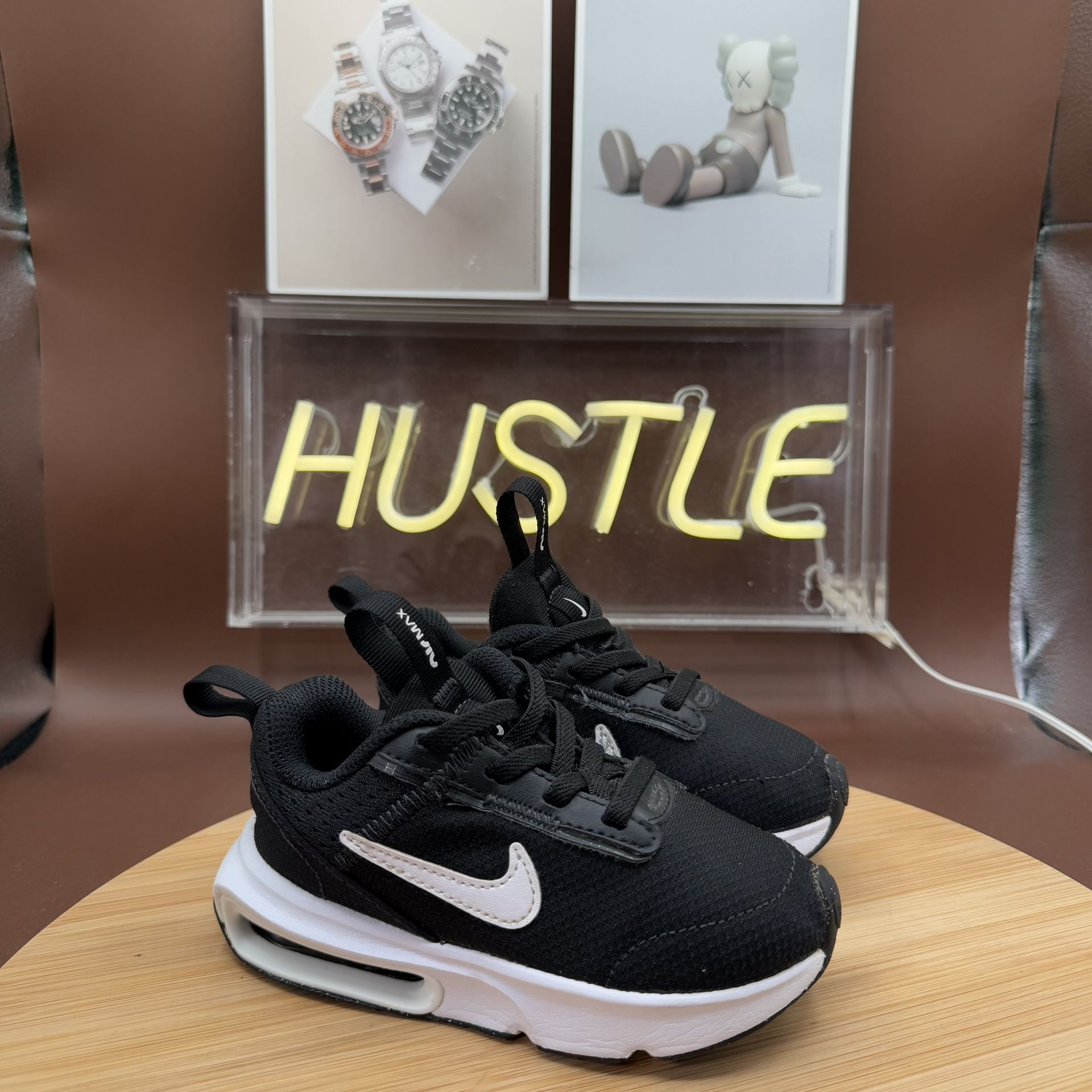 Nike Air Max Toddler Sz 8C Interlock Lite Black/White Sneaker - photo 2