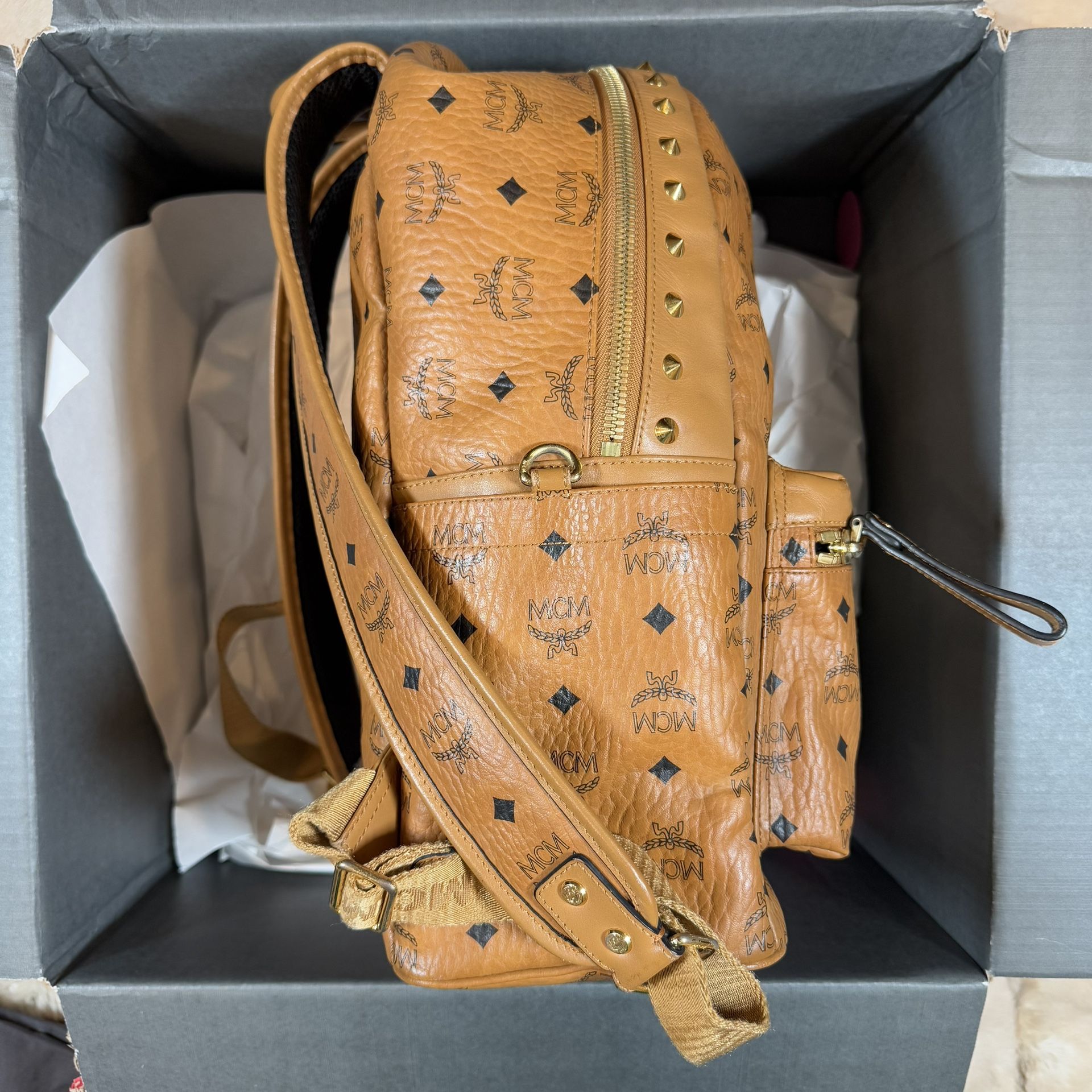 MCM Stark M Logo Collection Backpack Cognac - photo 4