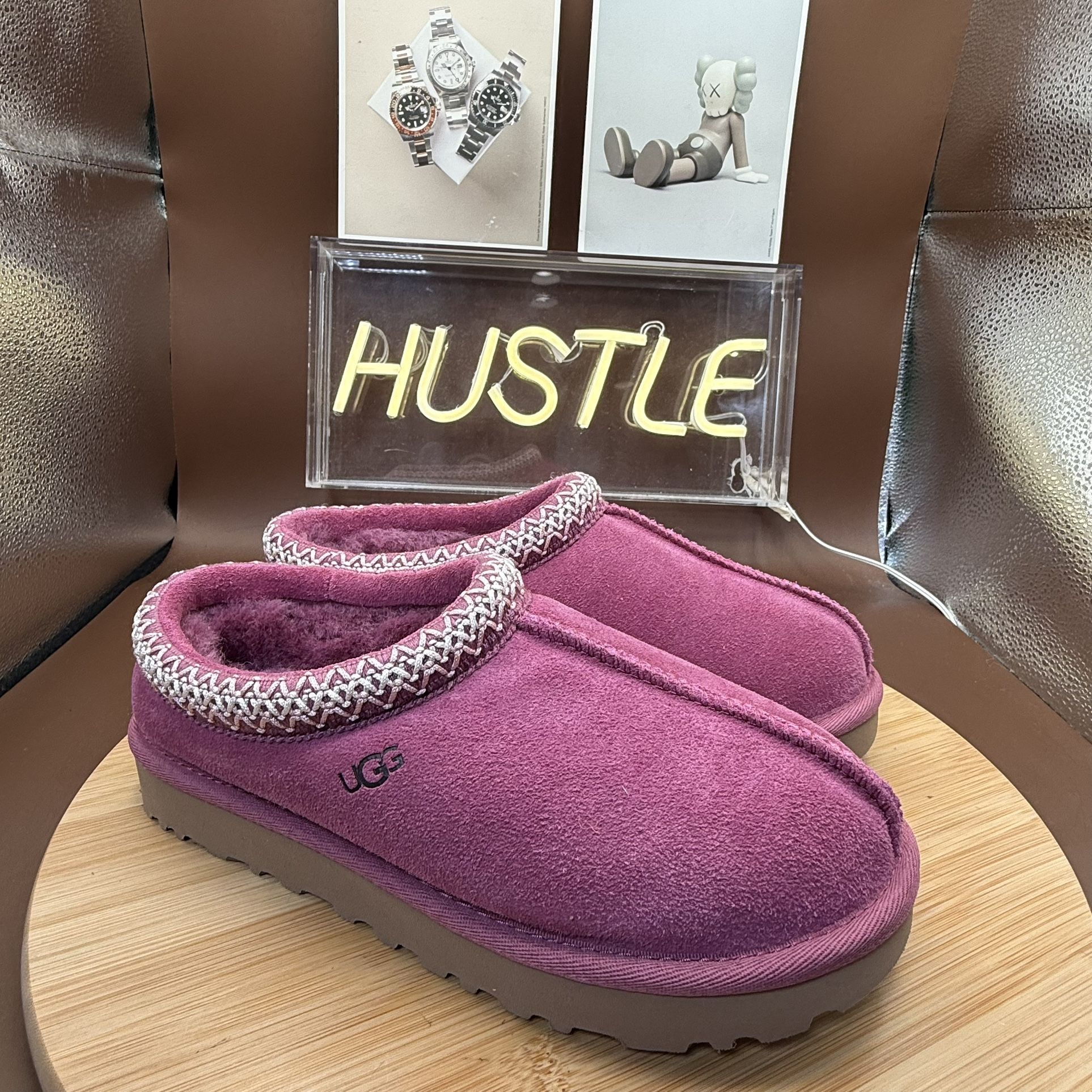 UGG TASMAN BOUGAINVILLEA SUEDE/ WOOL SLIPPERS SHOES, WOMEN US 6 - photo 2