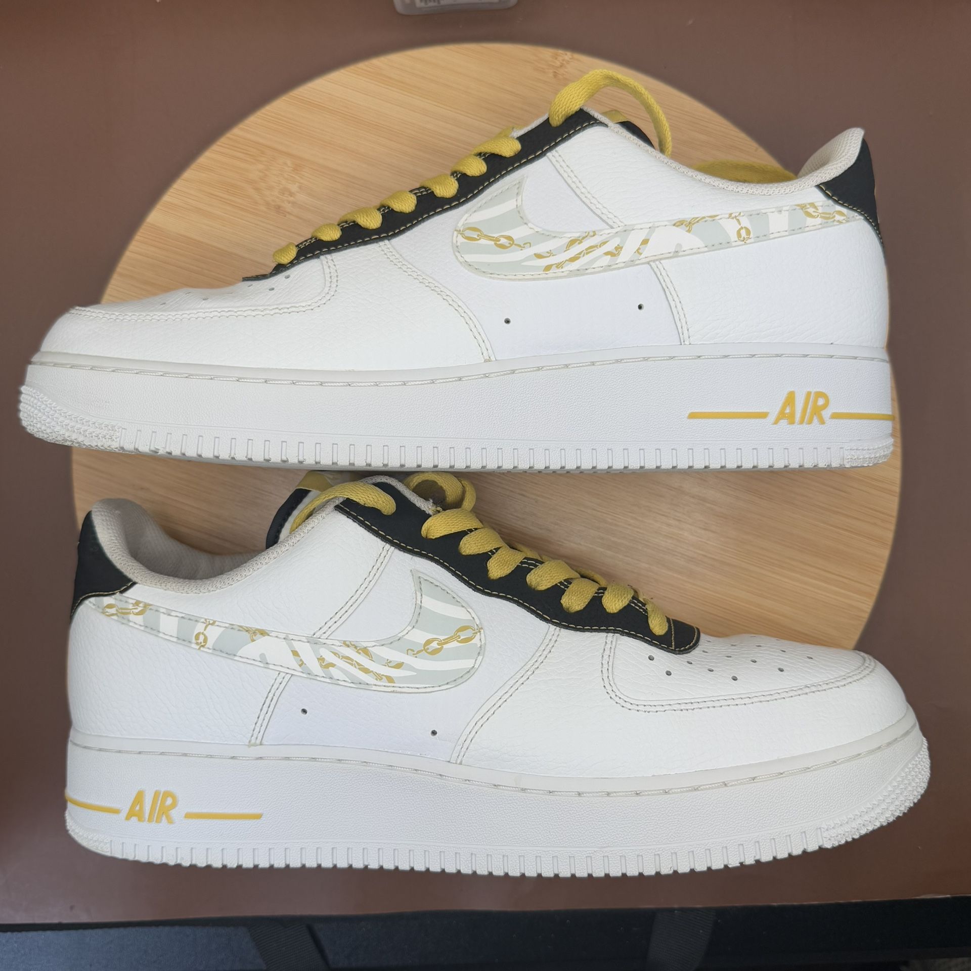 NIKE AIR FORCE 1'07 LV8' GOLD LINKS ZEBRA SIZE US 12 - photo 4