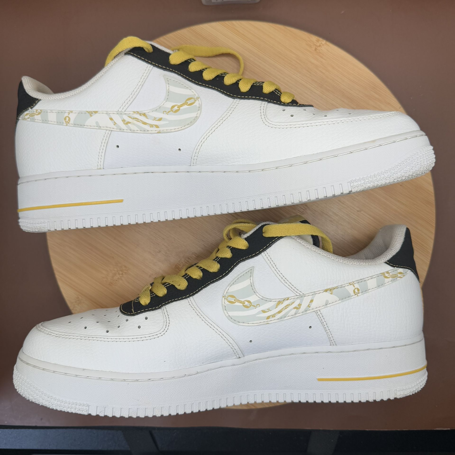 NIKE AIR FORCE 1'07 LV8' GOLD LINKS ZEBRA SIZE US 12 - photo 5