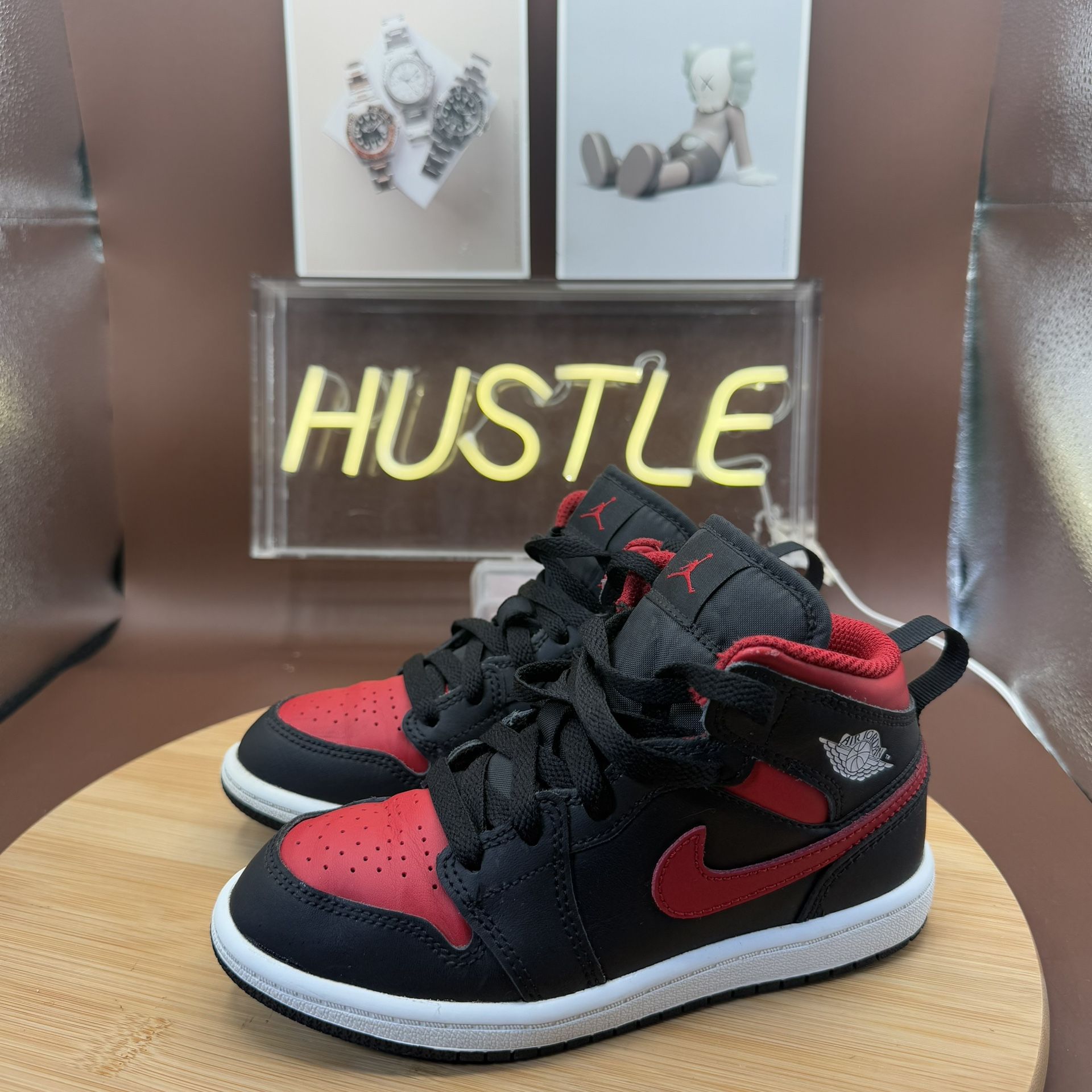 Nike Air Jordan 1 Mid “Bred” Shoes Boys Size 13C - photo 3