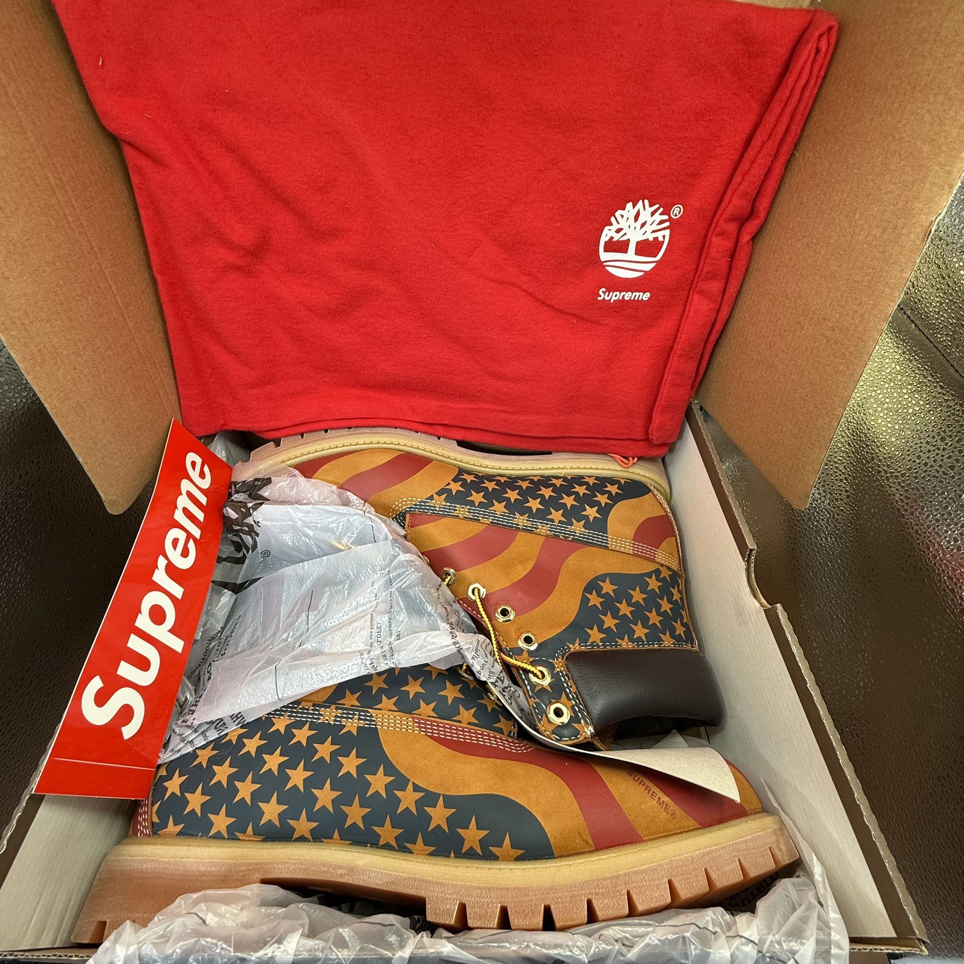 Timberland 6" Boot Supreme Stars & Stripes Wheat Men’s Sz 13