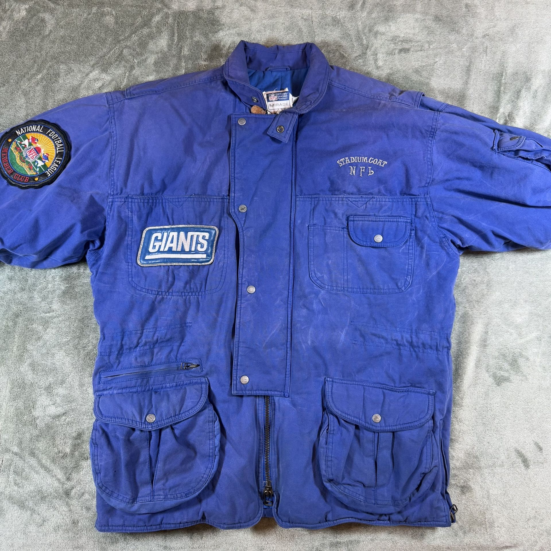 Vintage New York Giants Mirage NFL Stadium Coat 90s Football Emb