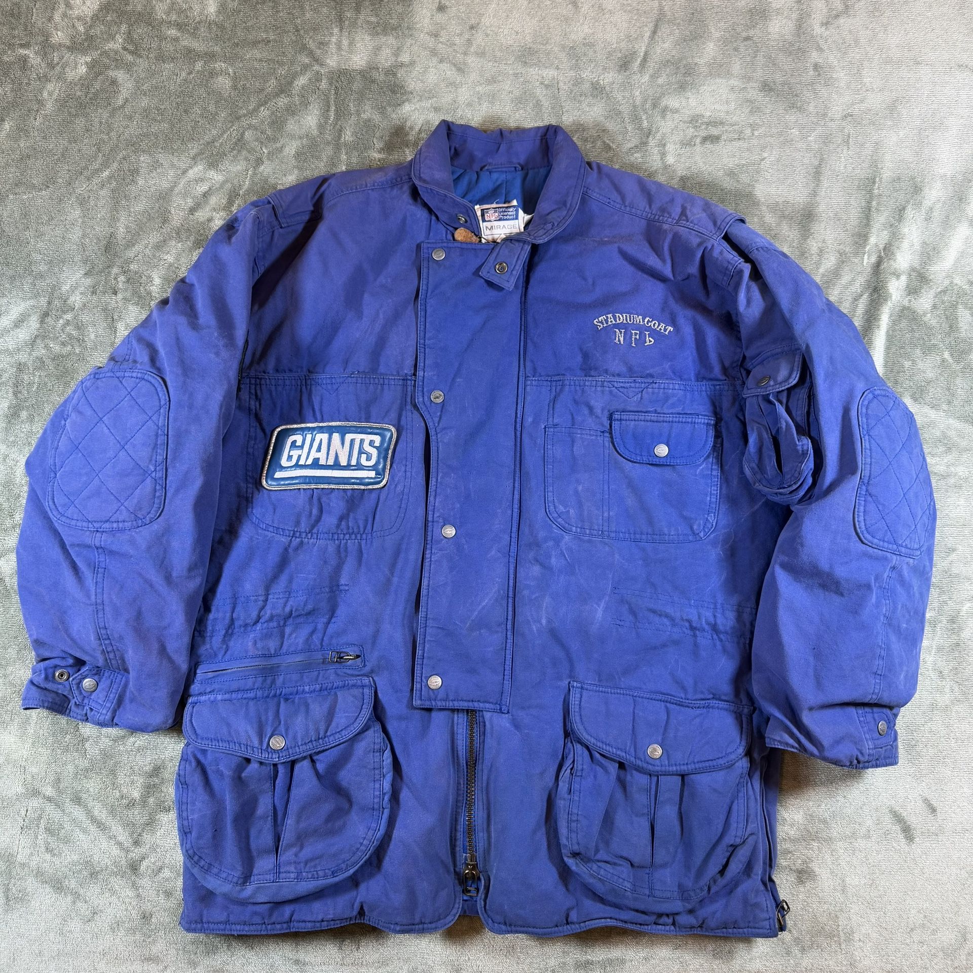 Vintage New York Giants Mirage NFL Stadium Coat 90s Football Emb - photo 2