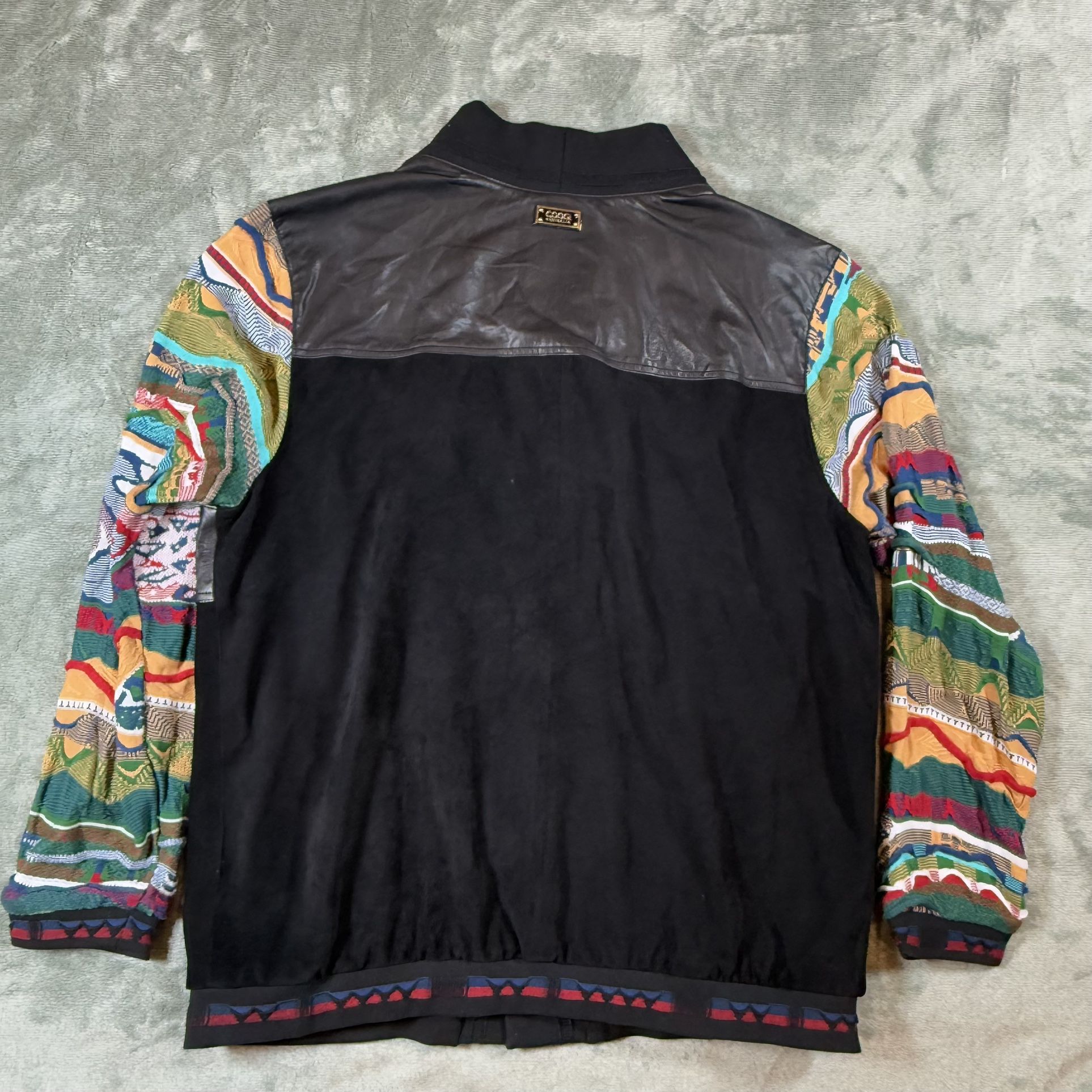 COOGI Leather Suede And Sweater Pieced Cardigan Black Men’s 2XL - photo 3