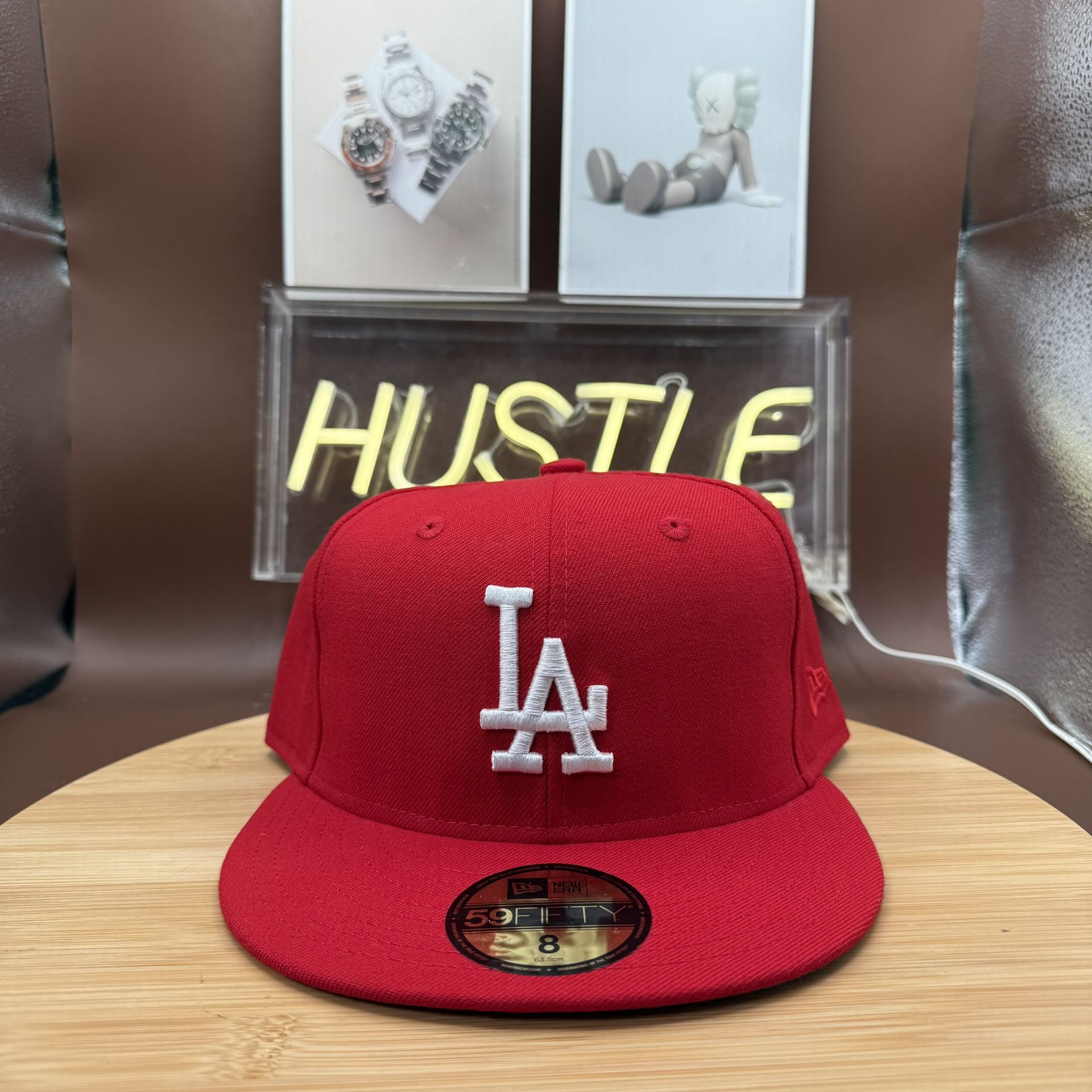 Los Angeles Dodgers New Era Red 59FIFTY Fitted Hat Sz 8