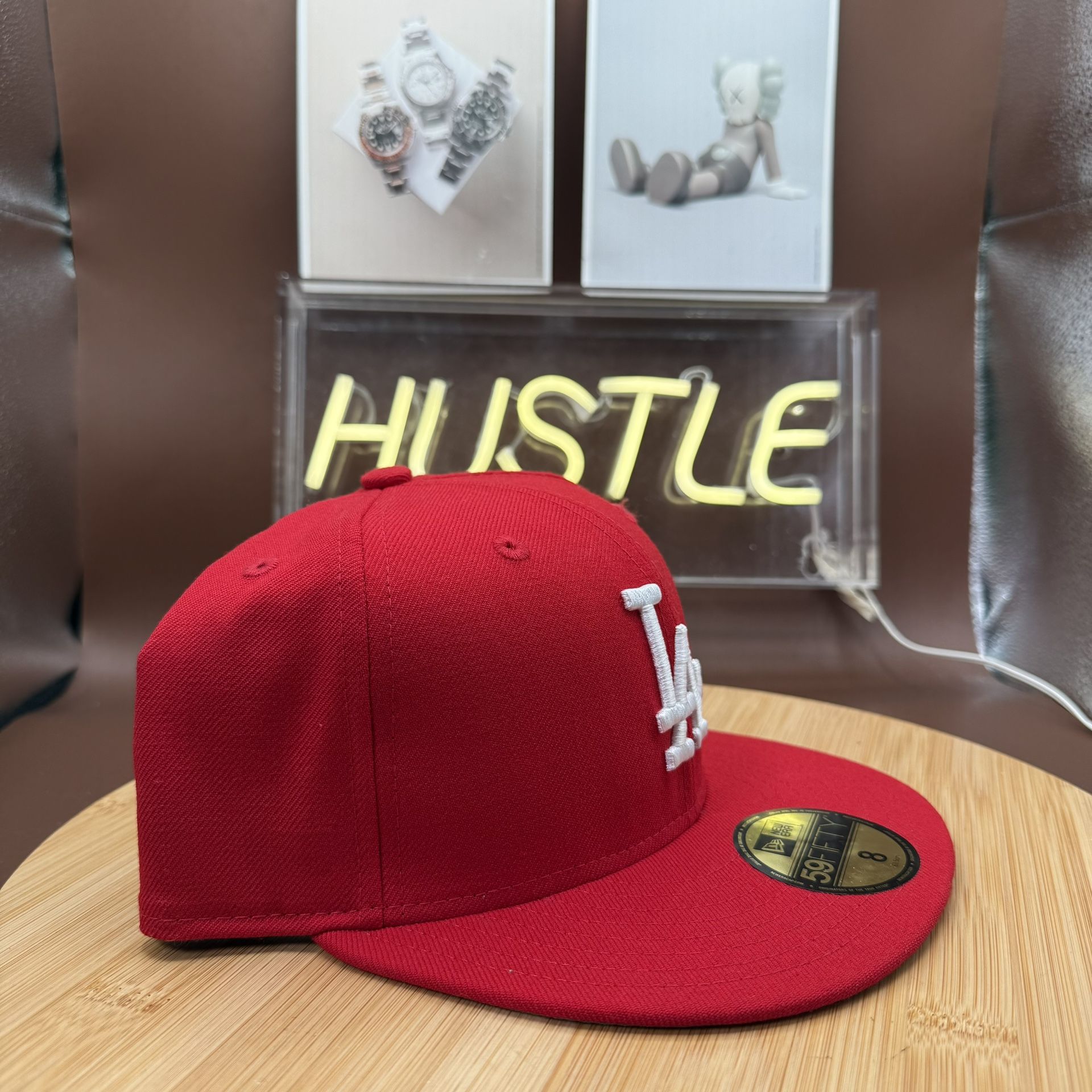 Los Angeles Dodgers New Era Red 59FIFTY Fitted Hat Sz 8 - photo 2
